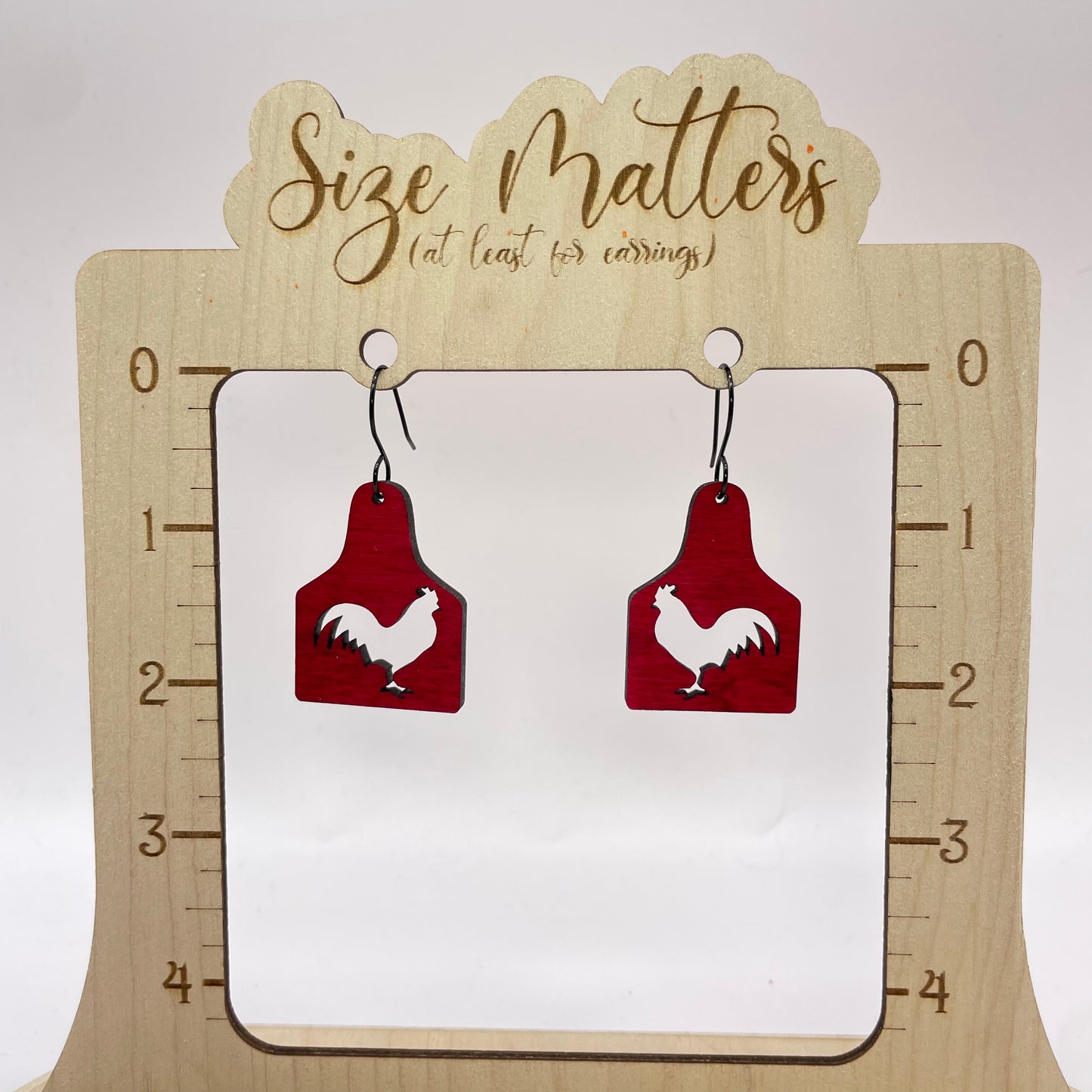 Chicken (cutout) Cattle Tag Drop Dangle Earrings