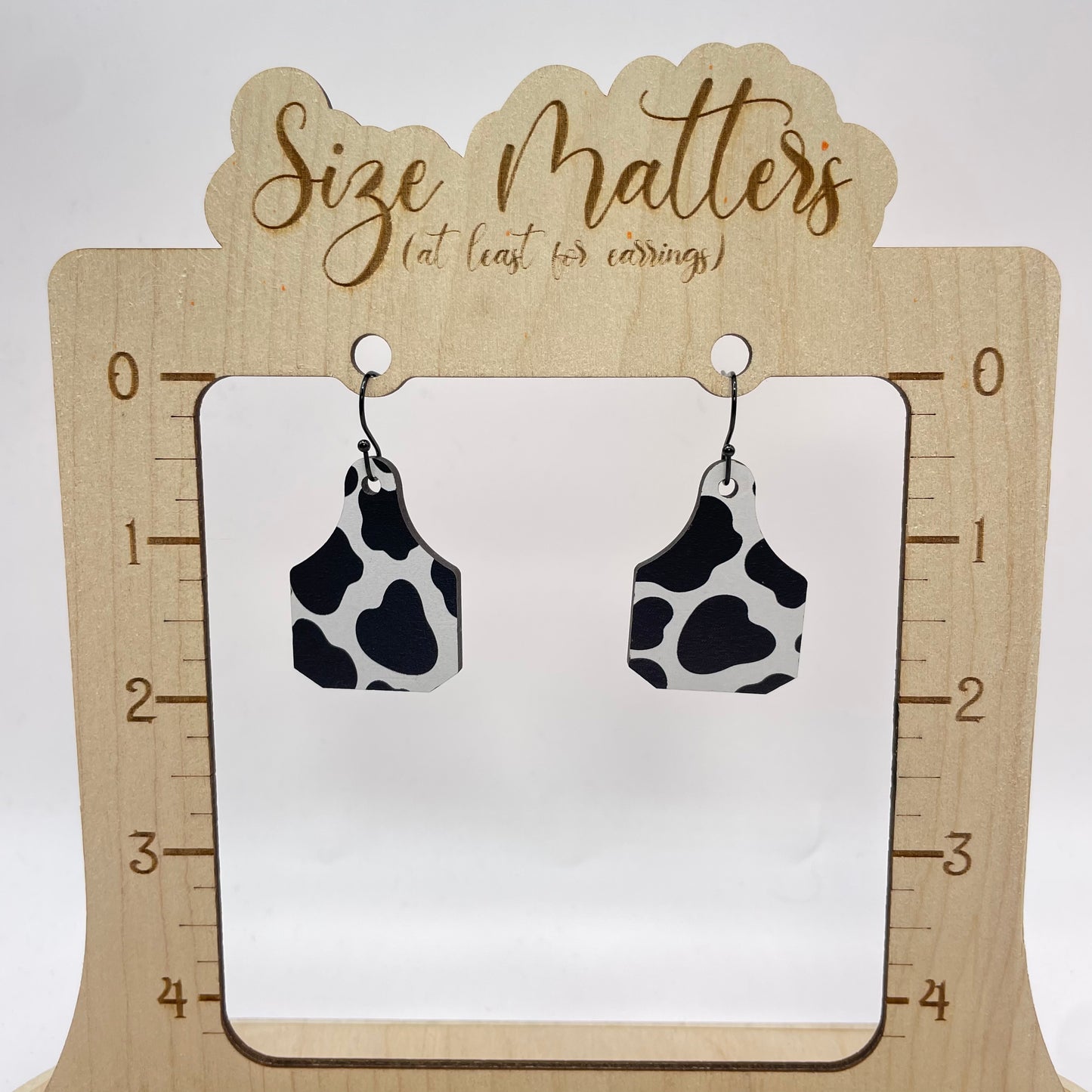 Cow Print Cattle Tag Drop Dangle Earrings