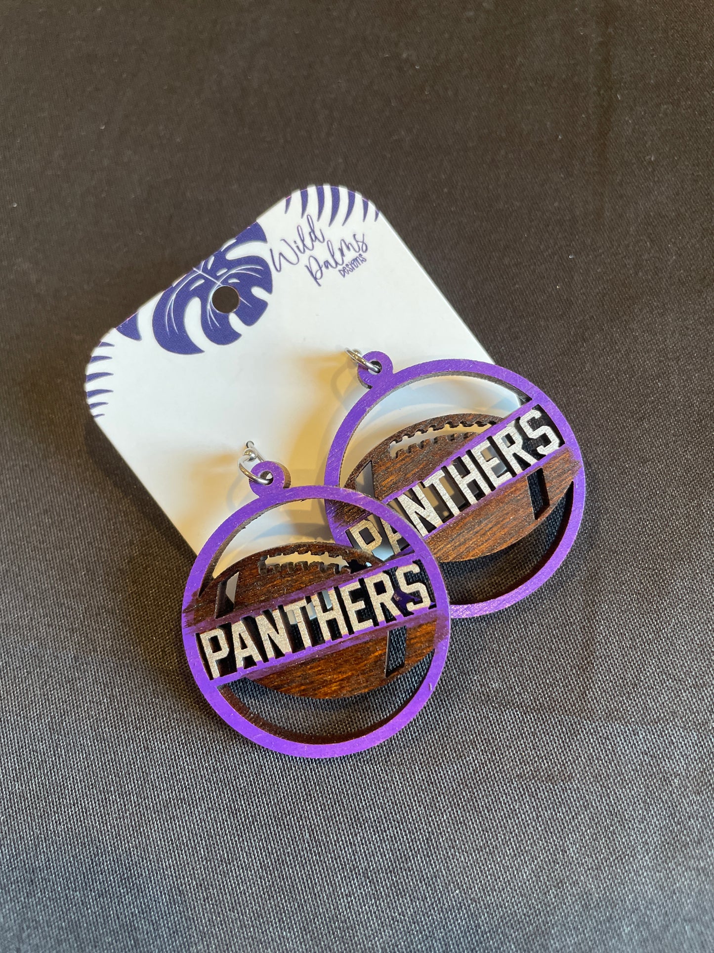 Panthers Football Circle Drop Dangle Earrings