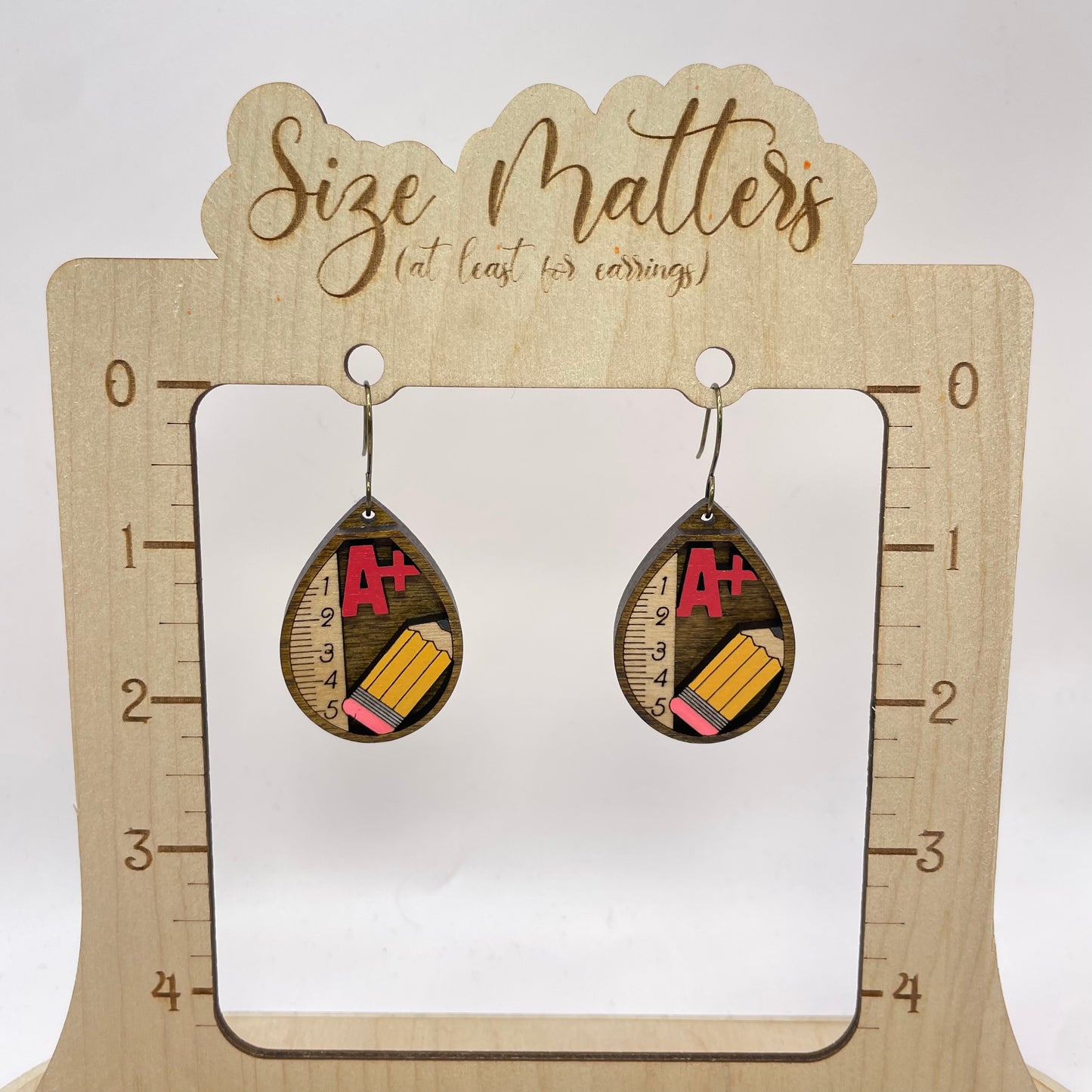 3D A+ Dark Oak Drop Dangle Earrings