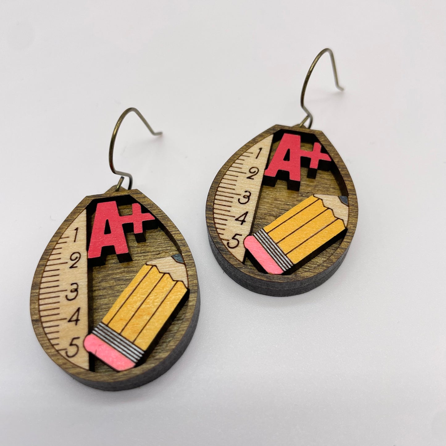 3D A+ Dark Oak Drop Dangle Earrings