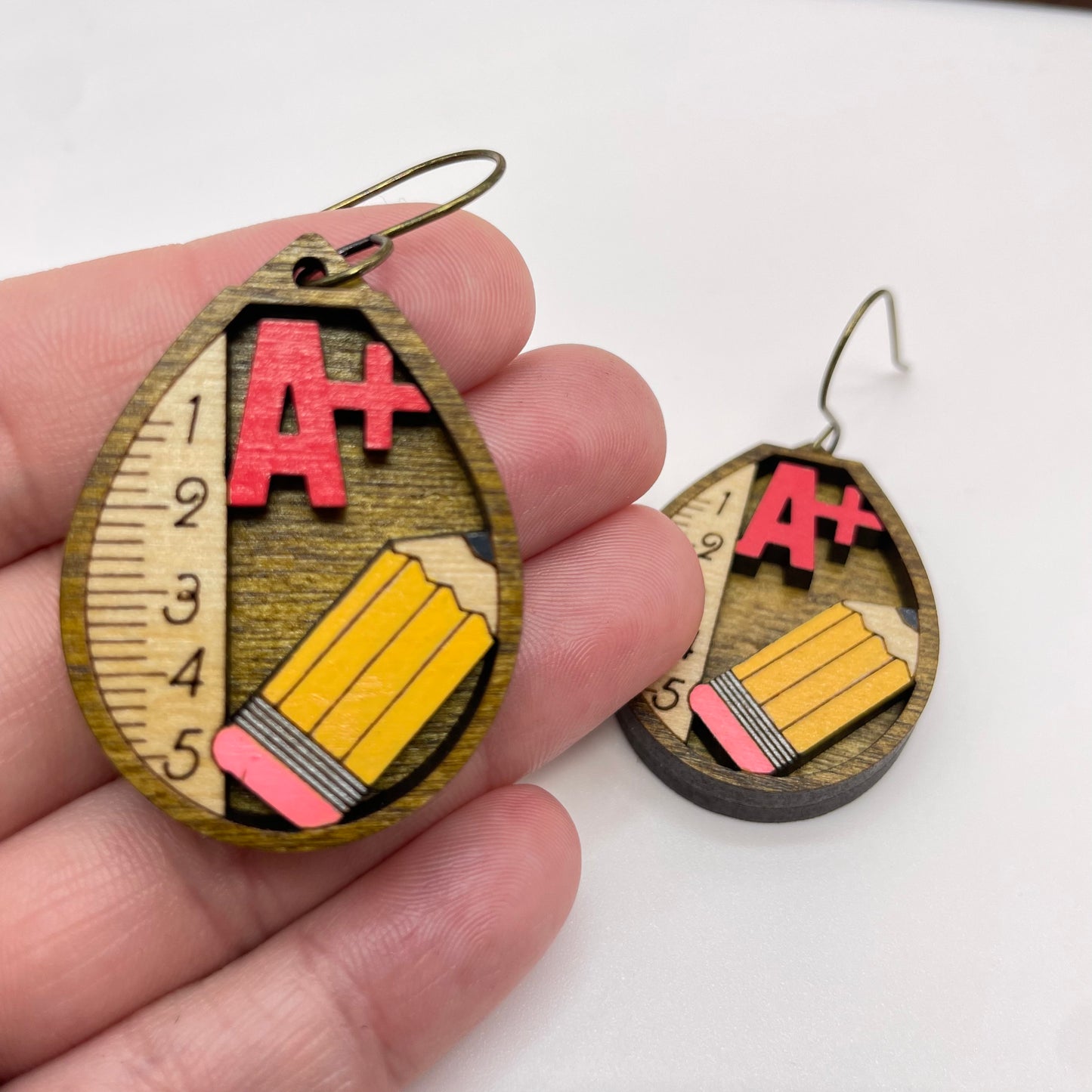 3D A+ Dark Oak Drop Dangle Earrings