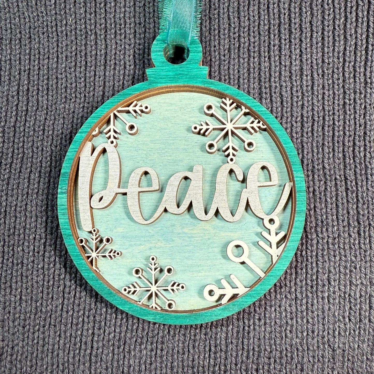 Peace Layered Wood Ornament