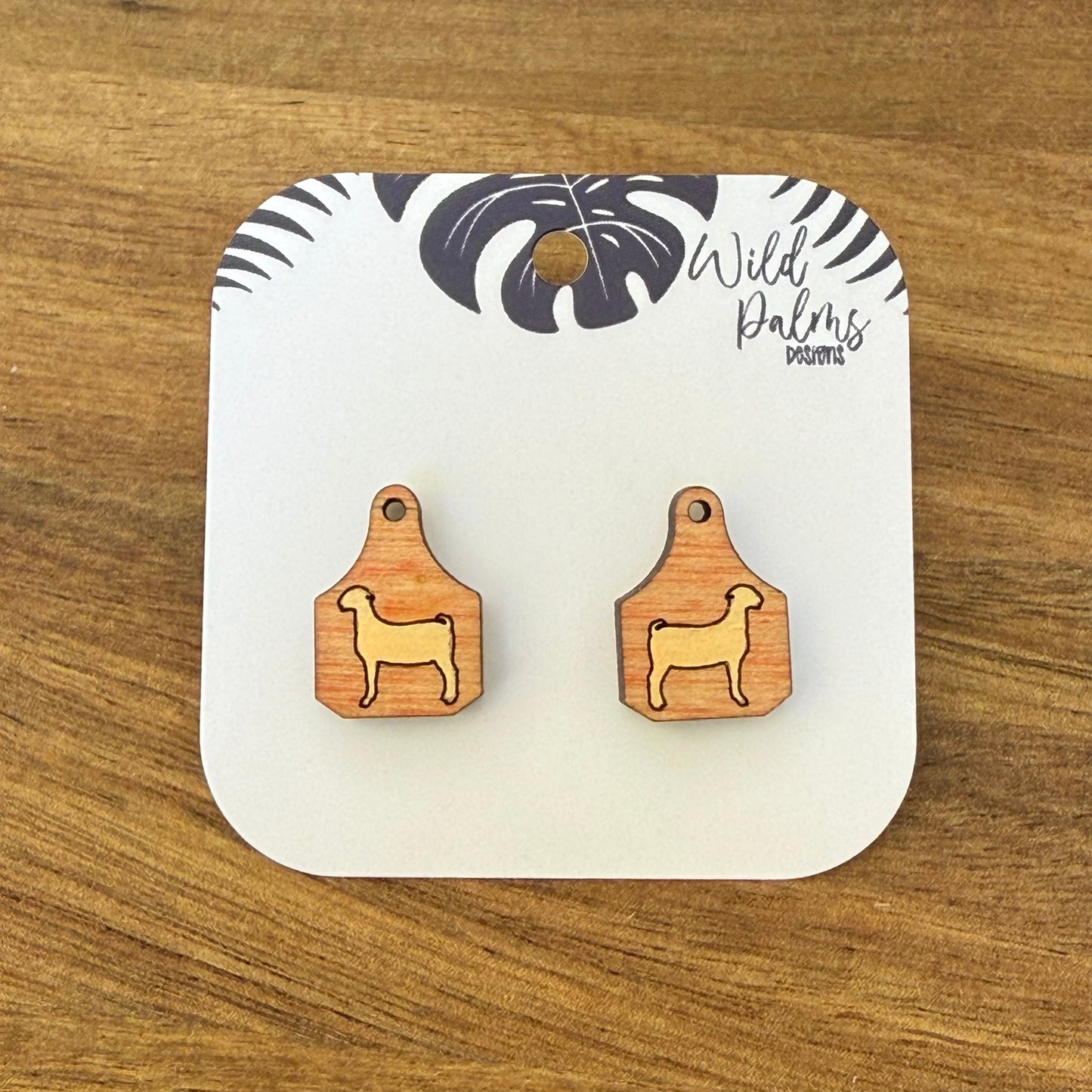 Goat Cattle Tag Stud Earrings