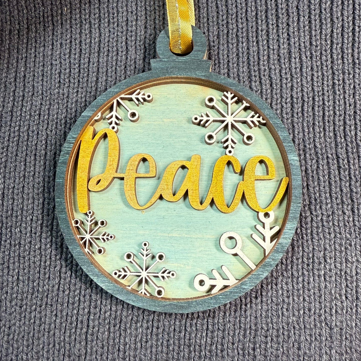 Peace Layered Wood Ornament