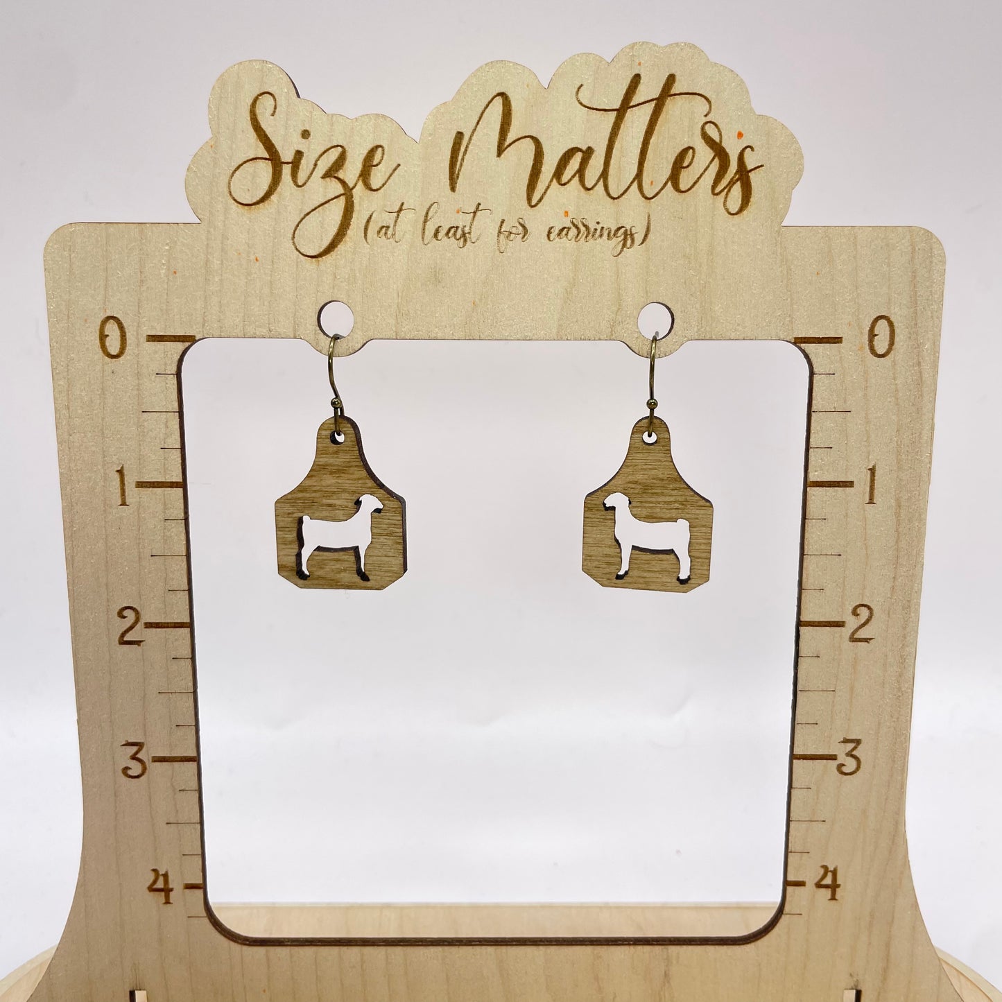Goat (cutout) Cattle Tag Drop Dangle Earrings