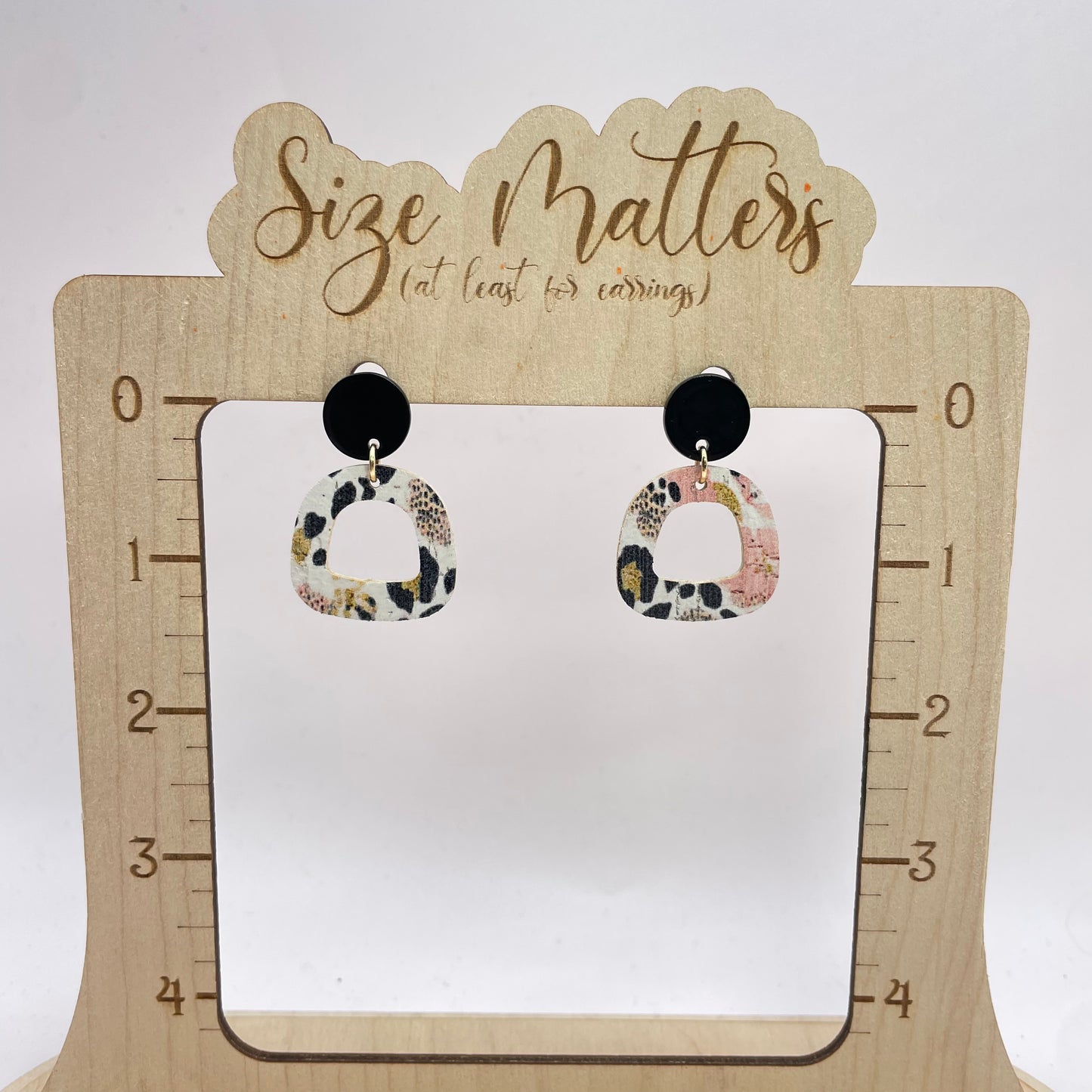 Gold Flakes Leather Stud Dangle Earrings