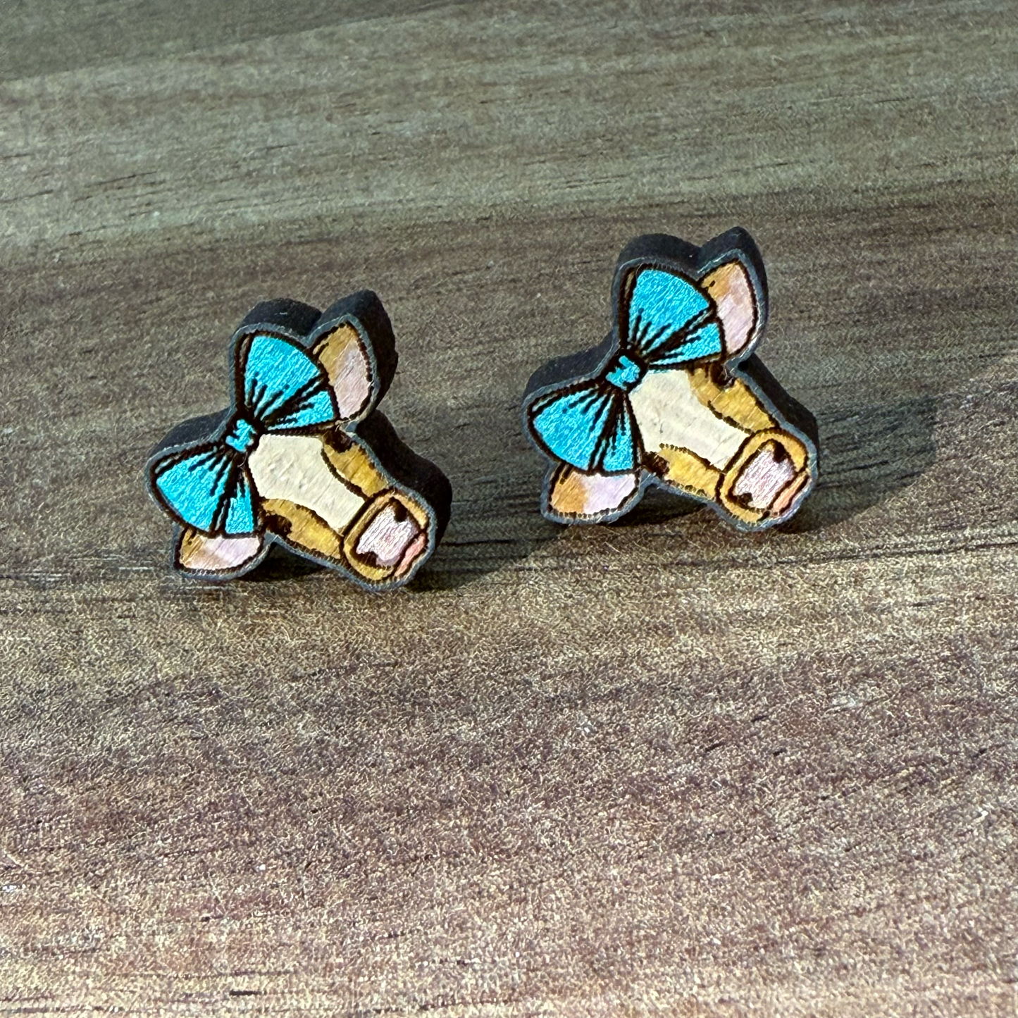 Cow Head w/ Bow Stud Earrings