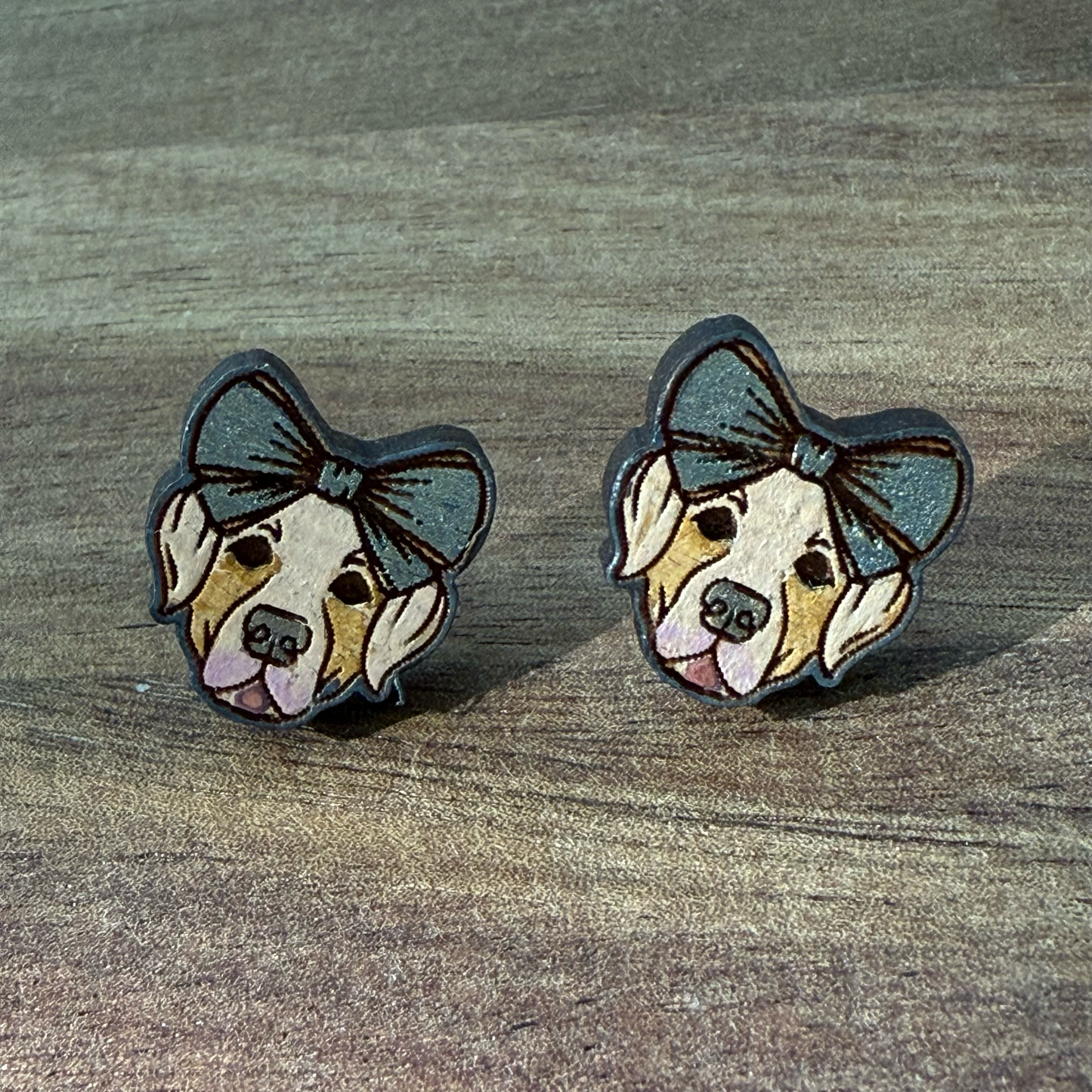 Dog w/ Bow Stud Earrings