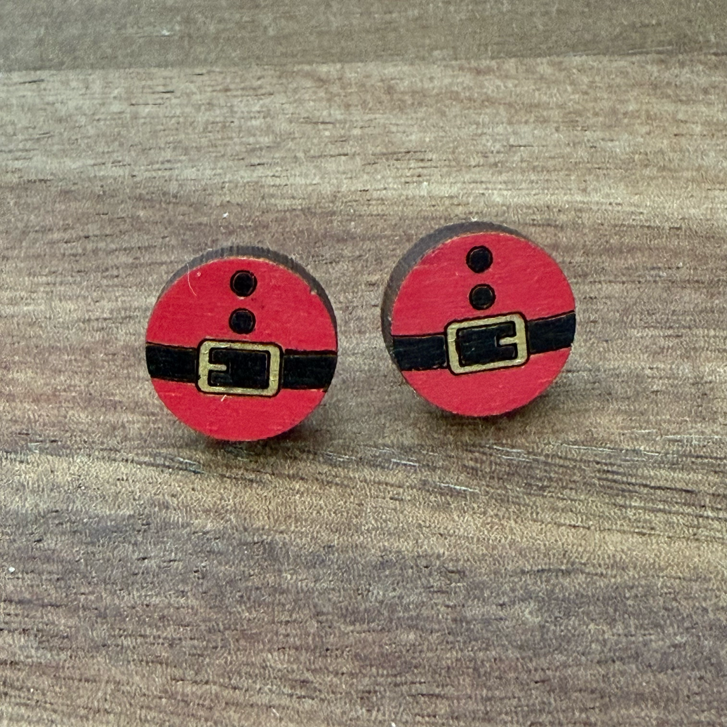 Circle Santa Belt Stud Earrings