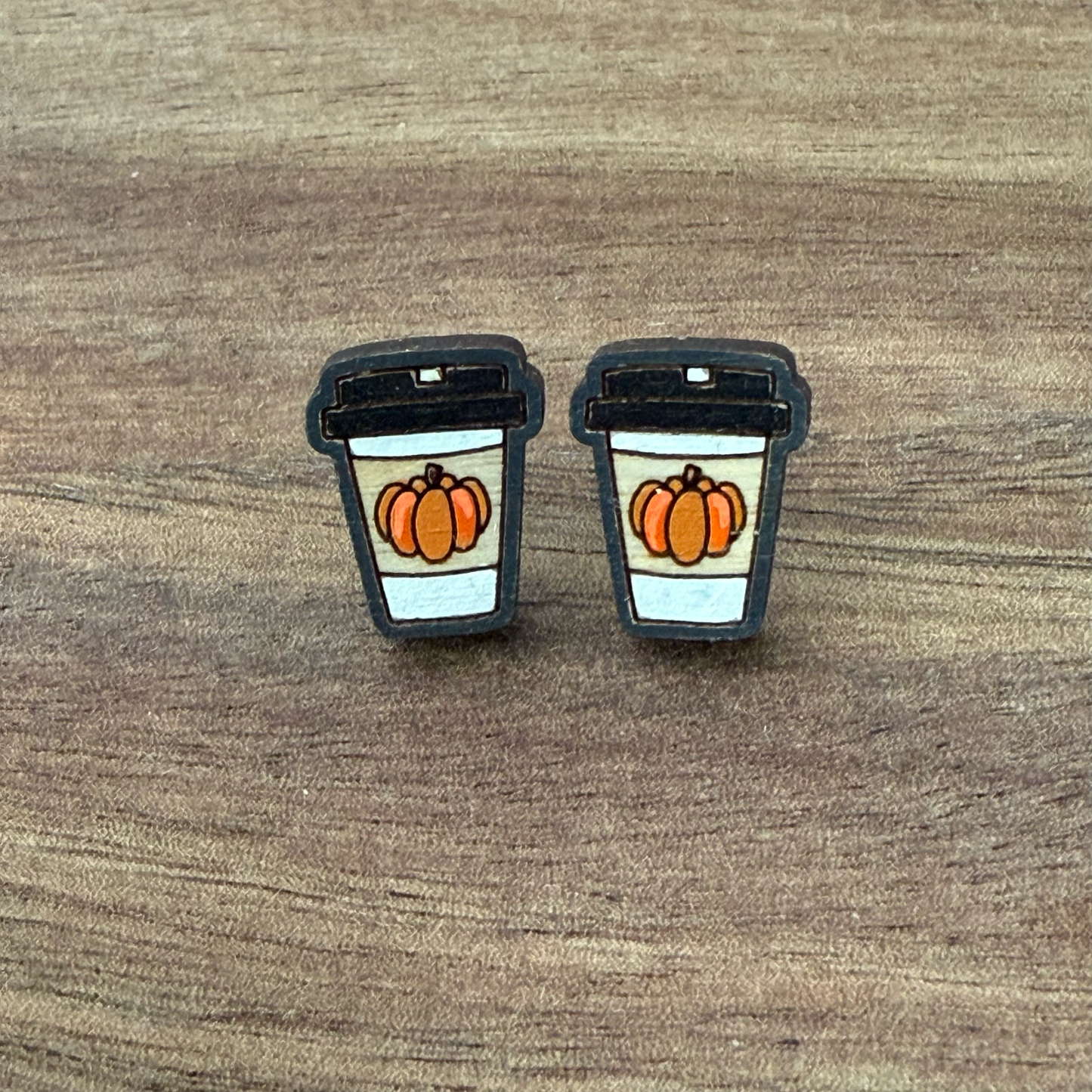 Cup of Coffee w/ Pumpkin Stud Earrings