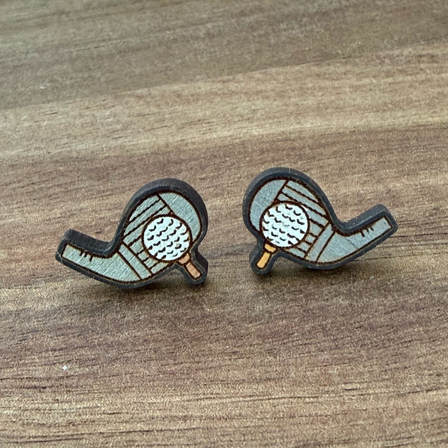 Golf Club and Ball Stud Earrings