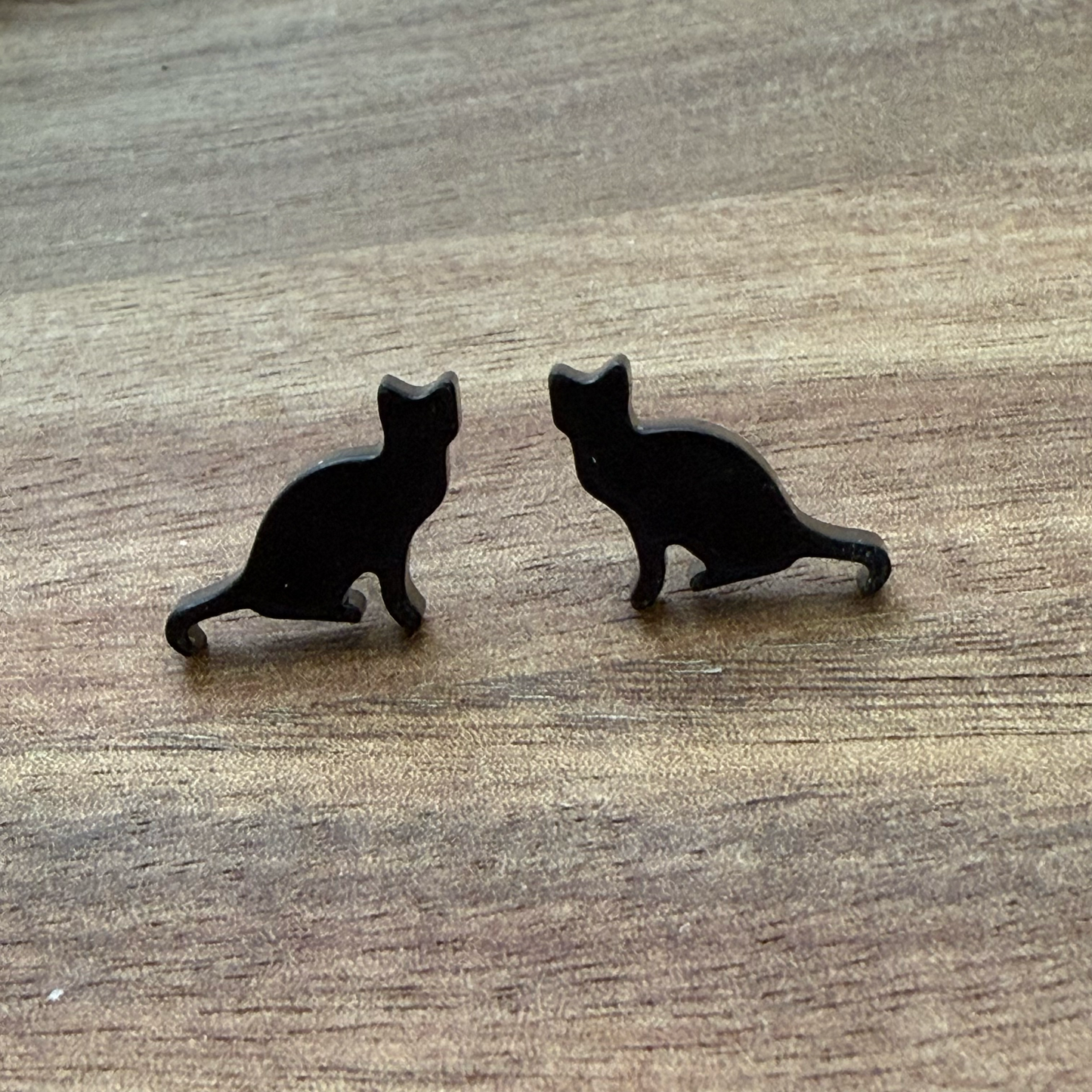 Cat with Tail Down Acrylic Stud Earrings