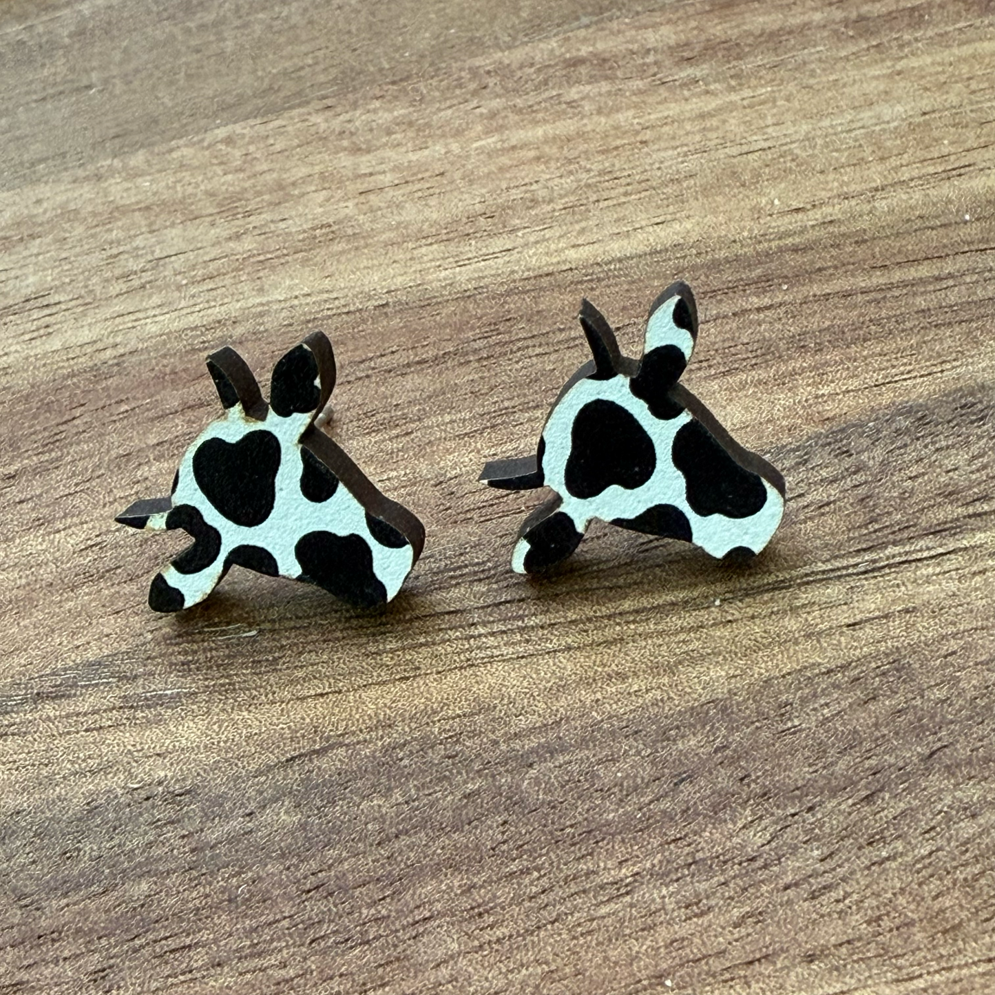 Cow Print Cow Head Stud Earrings
