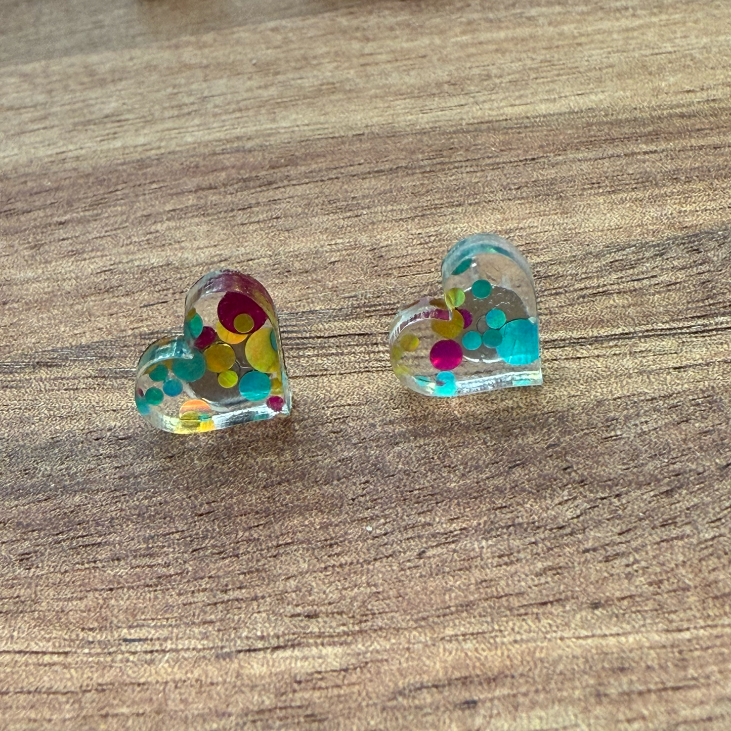 Acrylic Glitter Heart Stud Earrings
