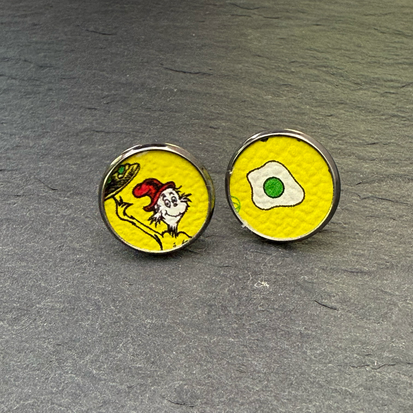 Green Eggs & Ham Circle Stud Earrings