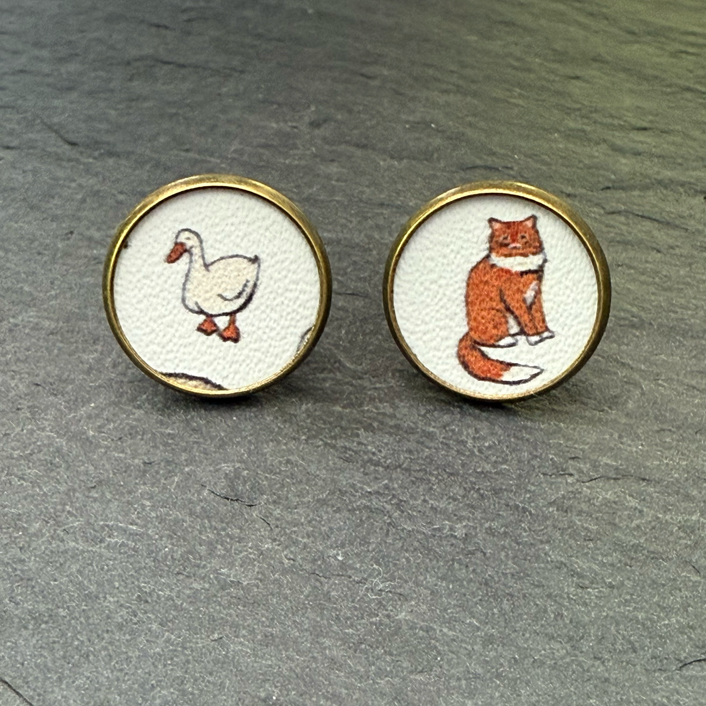 Fox & Goose Circle Stud Earrings