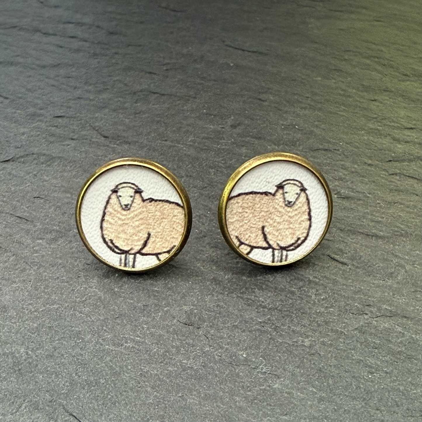 Sheep Circle Stud Earrings