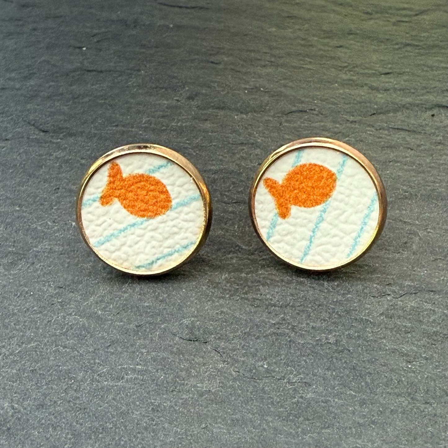 Goldfish Circle Stud Earrings