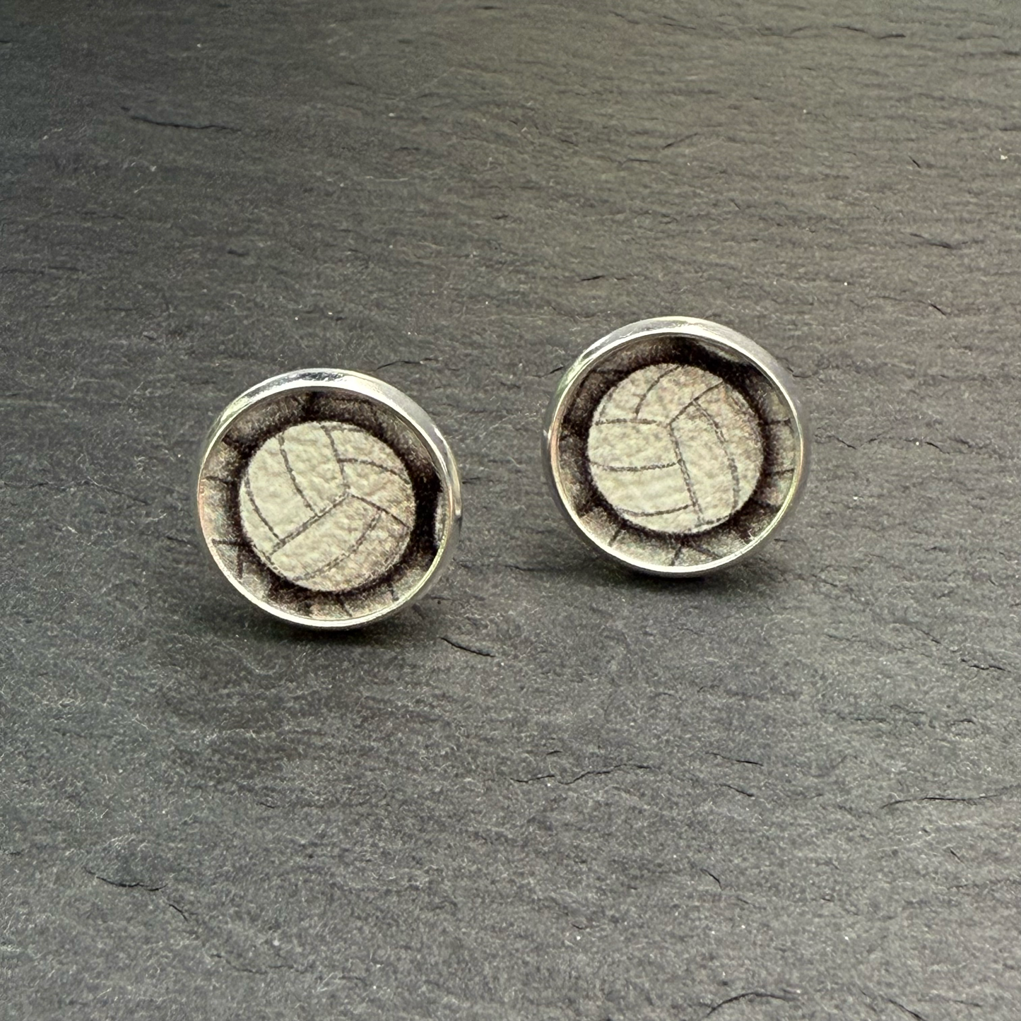 Volleyball Circle Stud Earrings