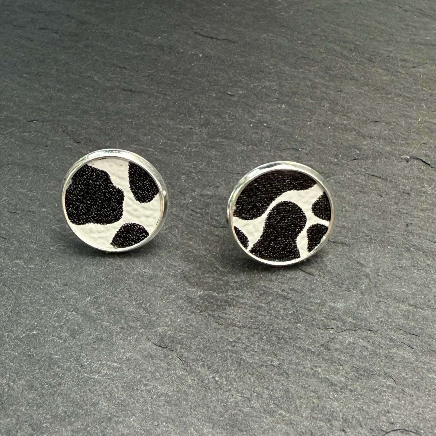 Cow Print Circle Stud Earrings