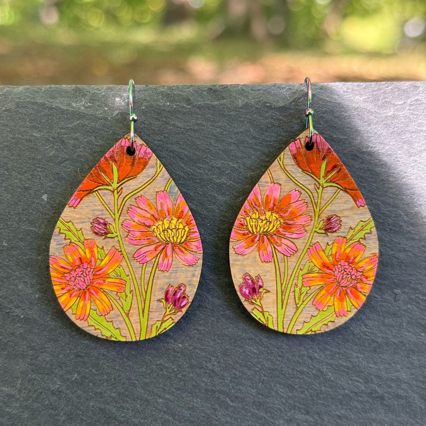 Floral Teardrop Drop Dangle Earrings