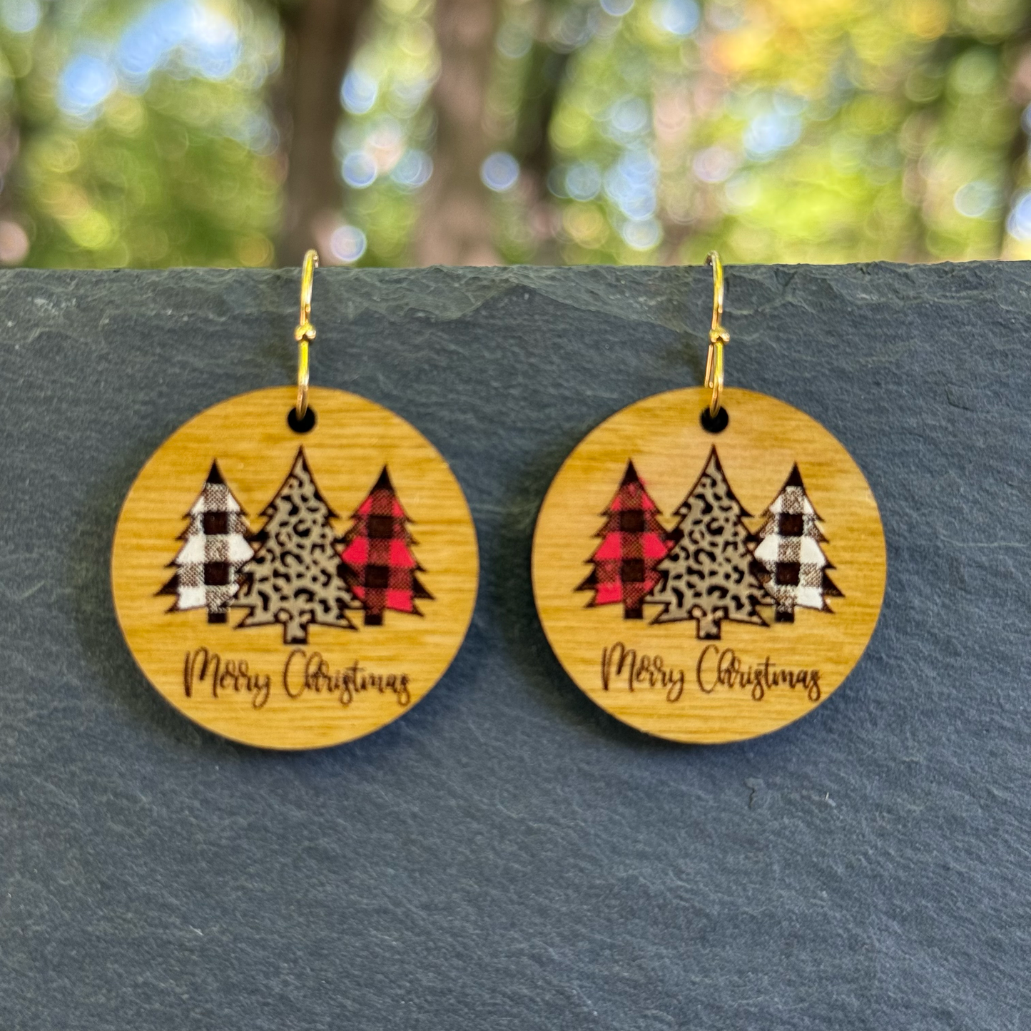 Trio of Trees Circle Drop Dangle Earrings