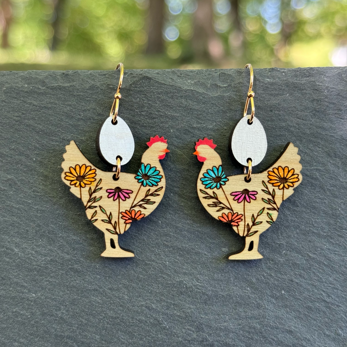 Chicken and the Egg Drop Dangle Earrings