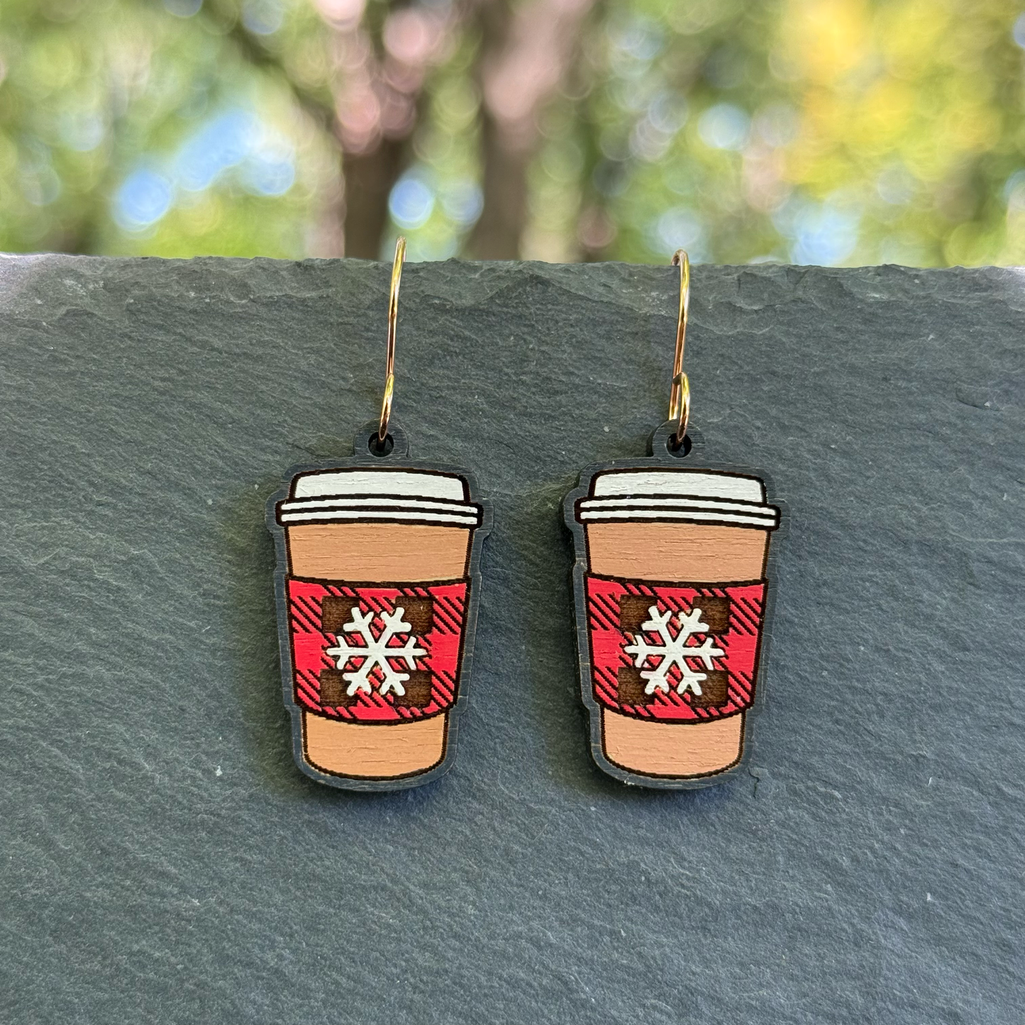 Winter Coffee Cup Drop Dangle Earrings