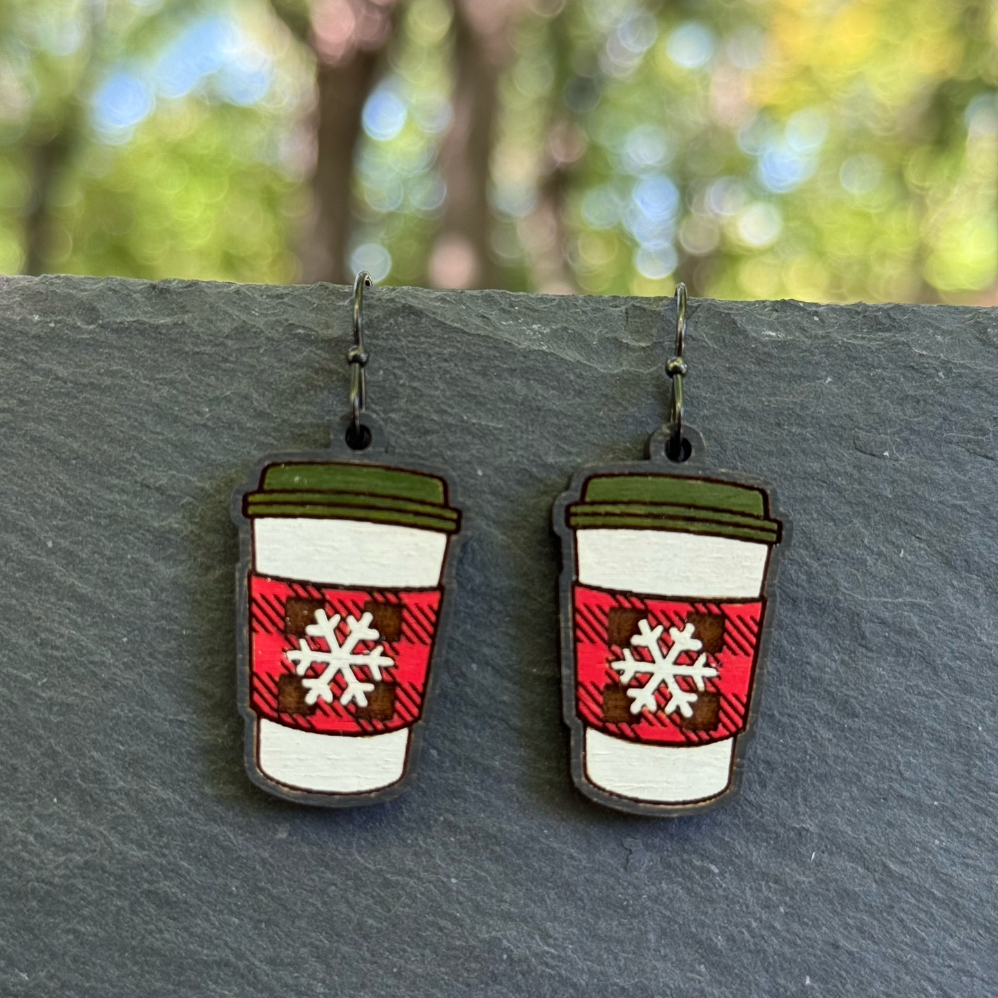 Winter Coffee Cup Drop Dangle Earrings