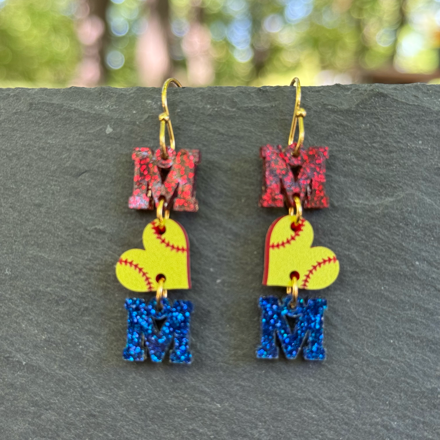 Softball MOM Acrylic Drop Dangle Earrings