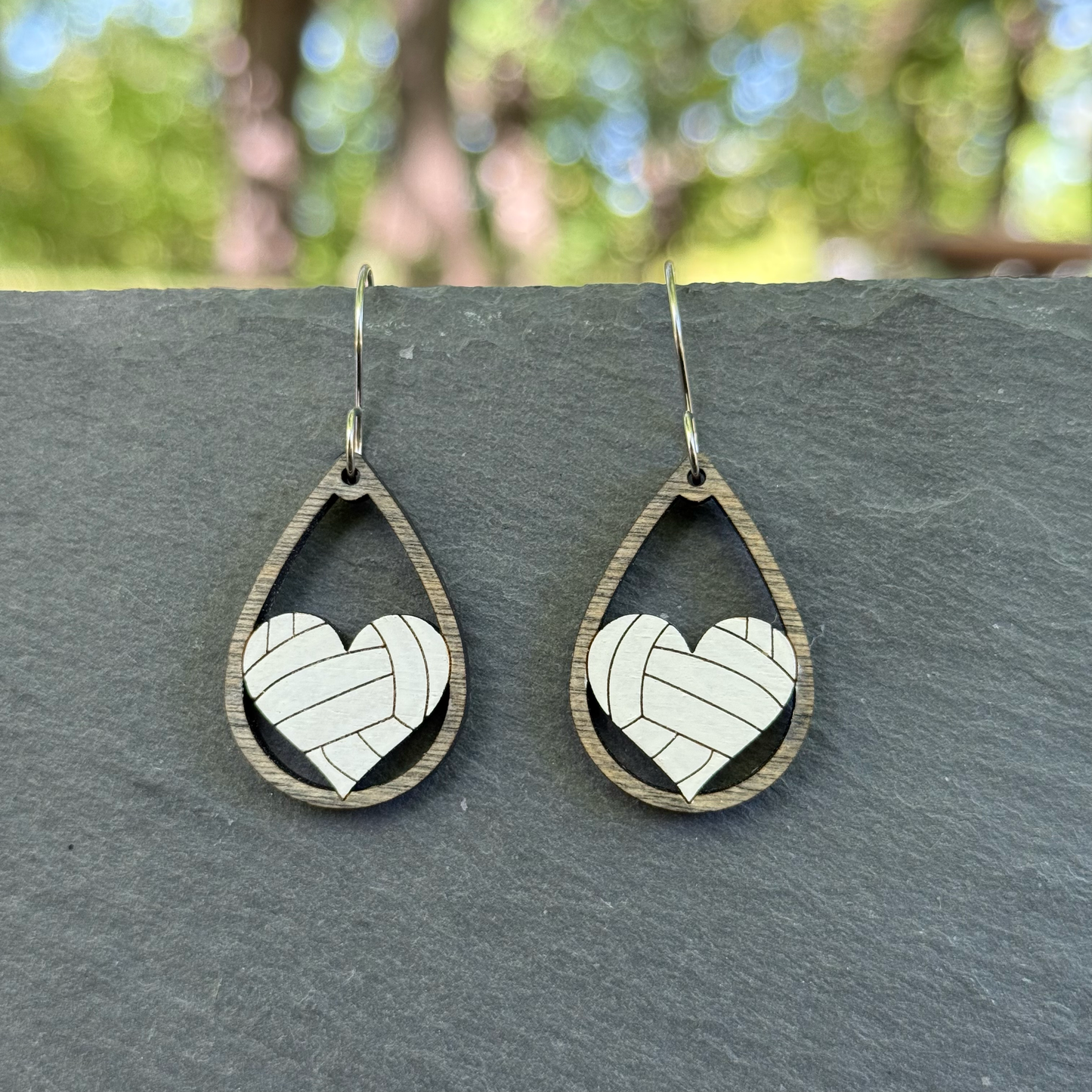 Volleyball Teardrop Heart Drop Dangle Earrings