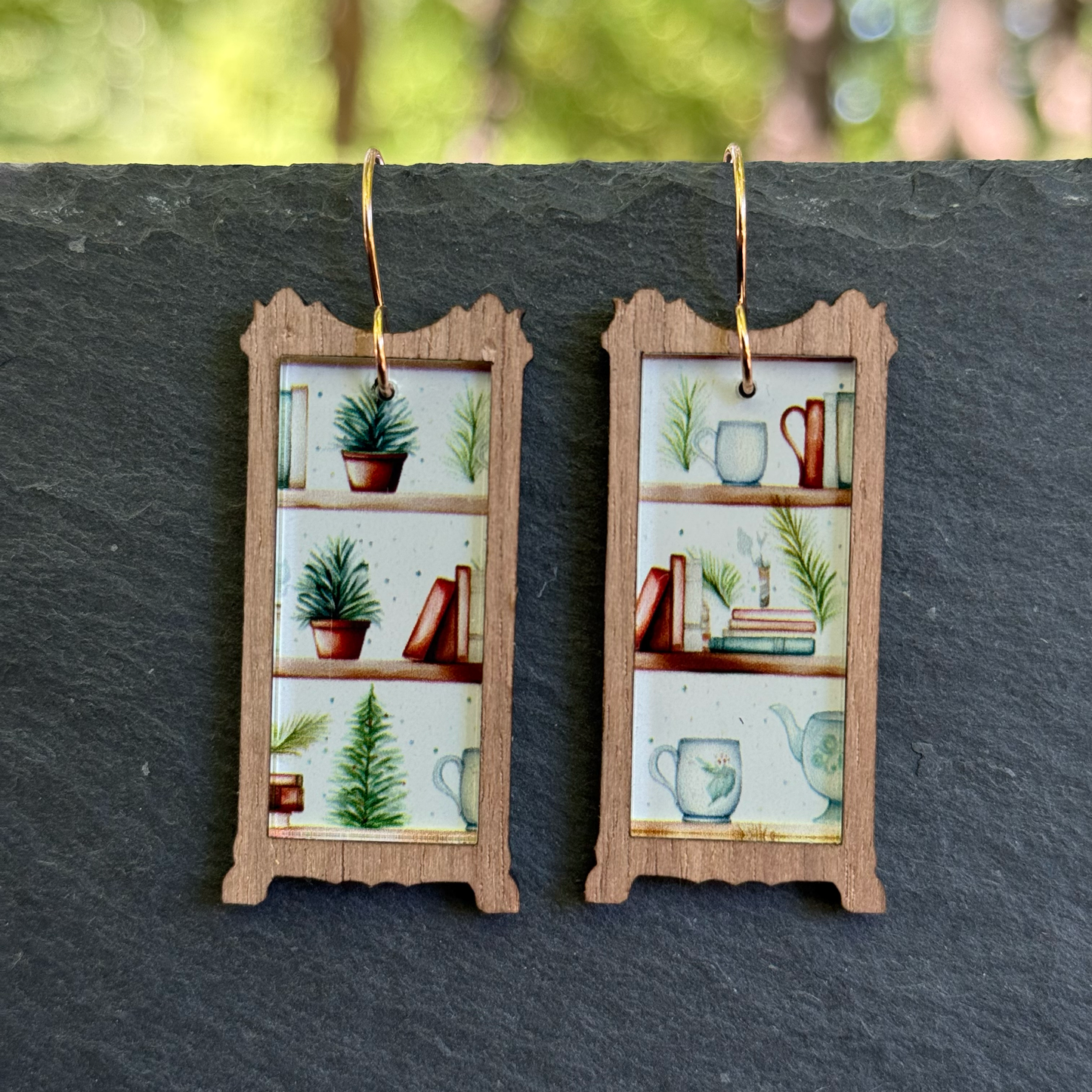 Bookshelf Drop Dangle Earrings