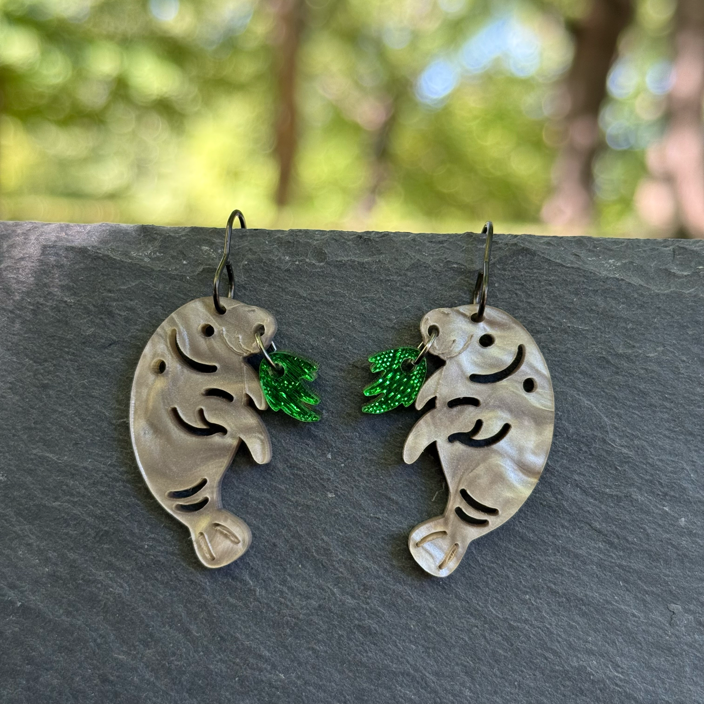 Walrus with Kelp Acrylic Drop Dangle Earrings