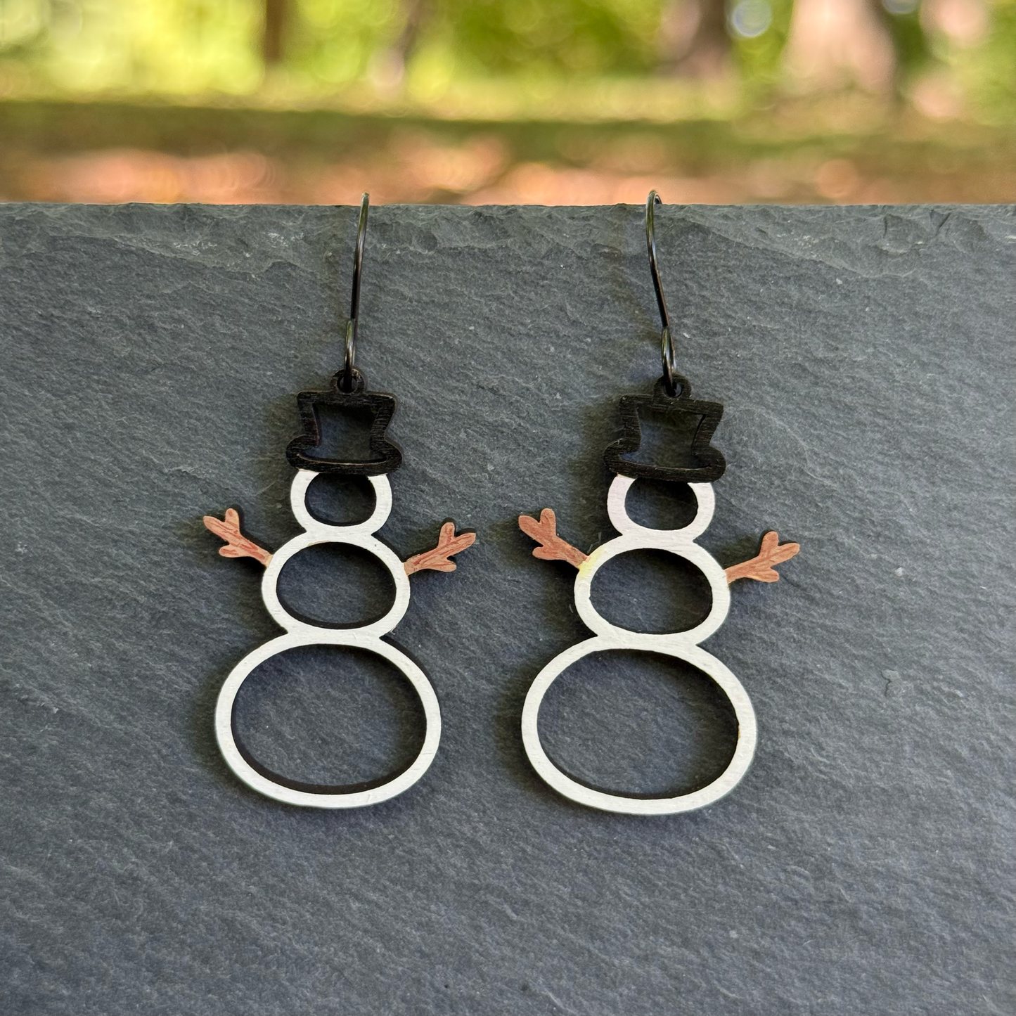 Stick Snowman Drop Dangle Earrings