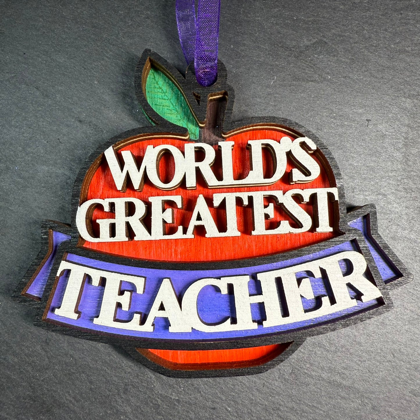 World's Greatest Teacher Layered Wood Ornament