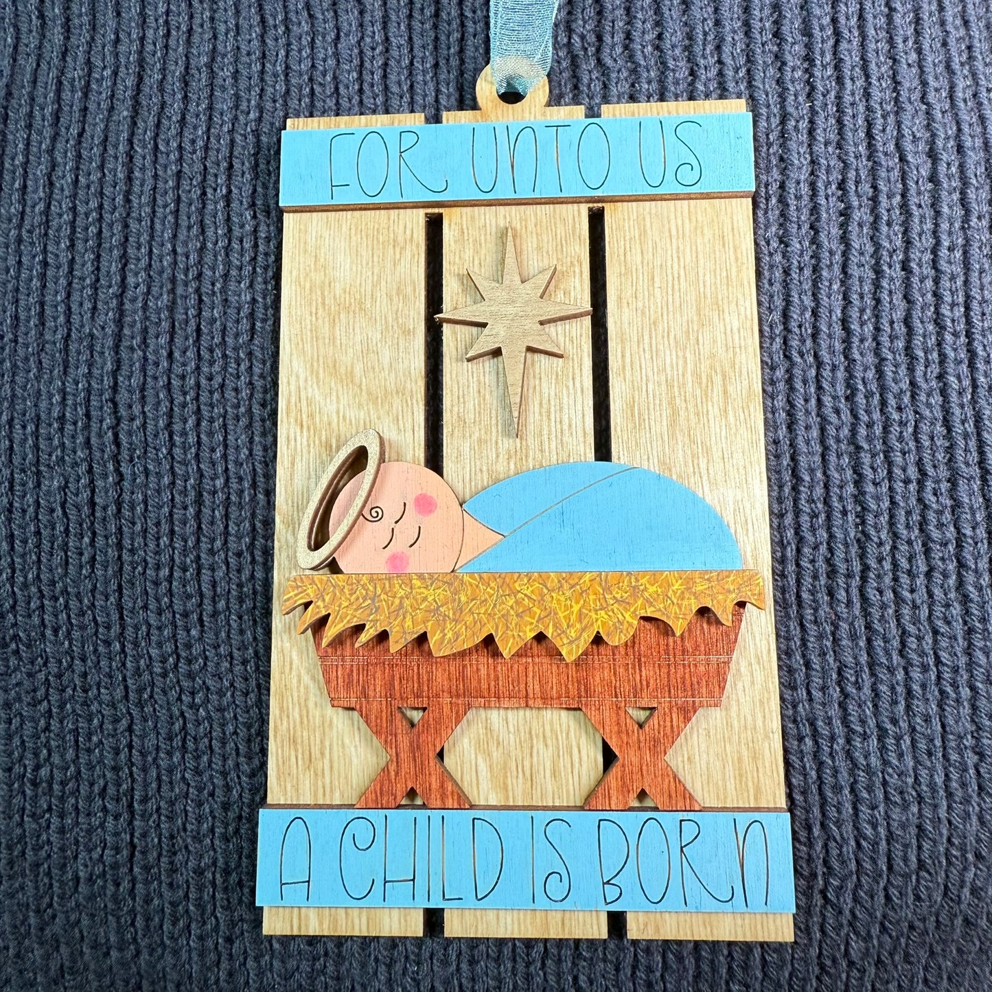 Manger Pallet Layered Wood Ornament