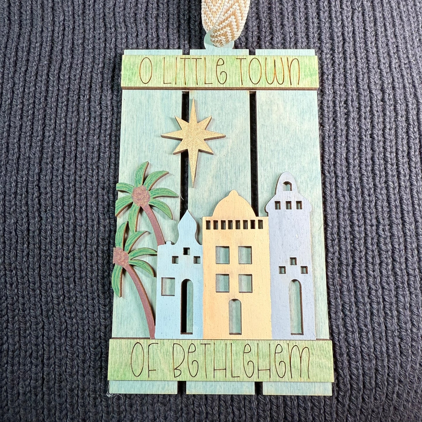 O Little Town of Bethlehem Pallet Layered Wood Ornament