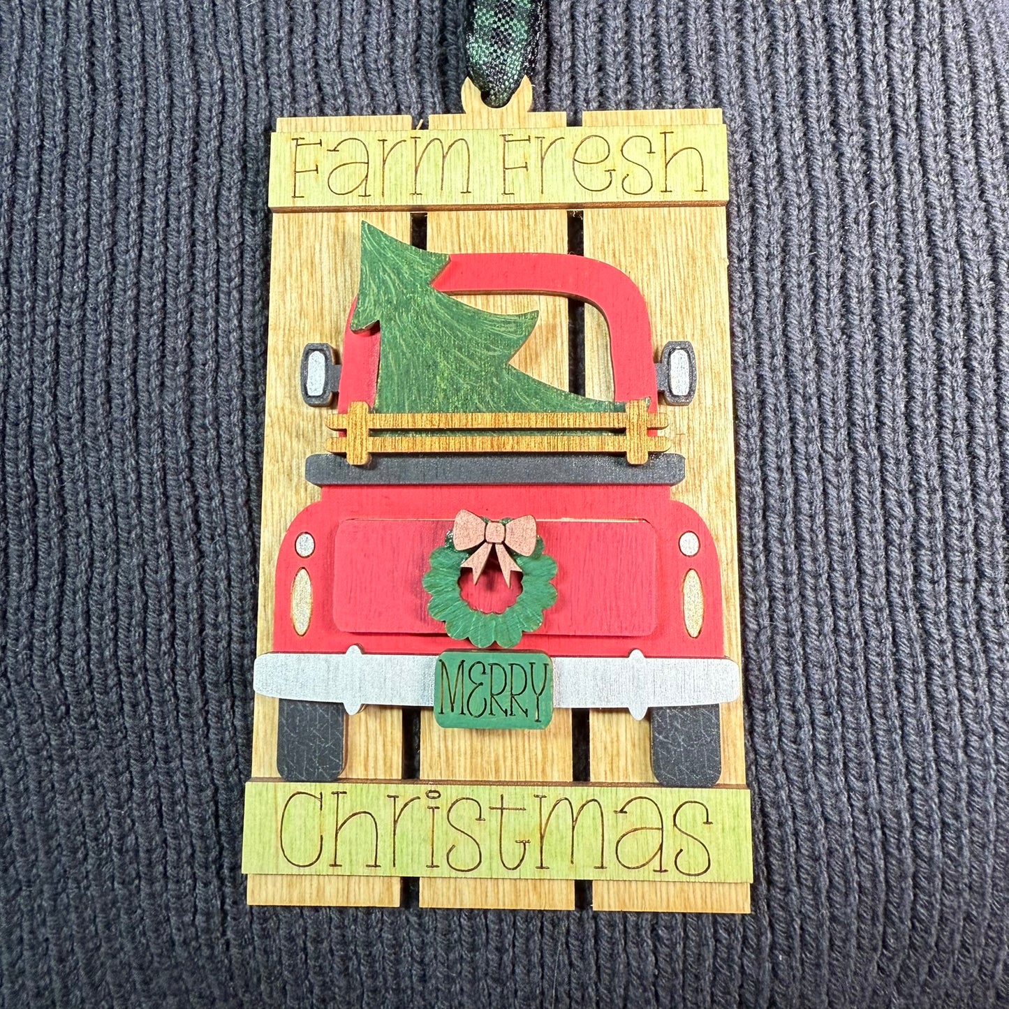 Red Truck Pallet Layered Wood Ornament