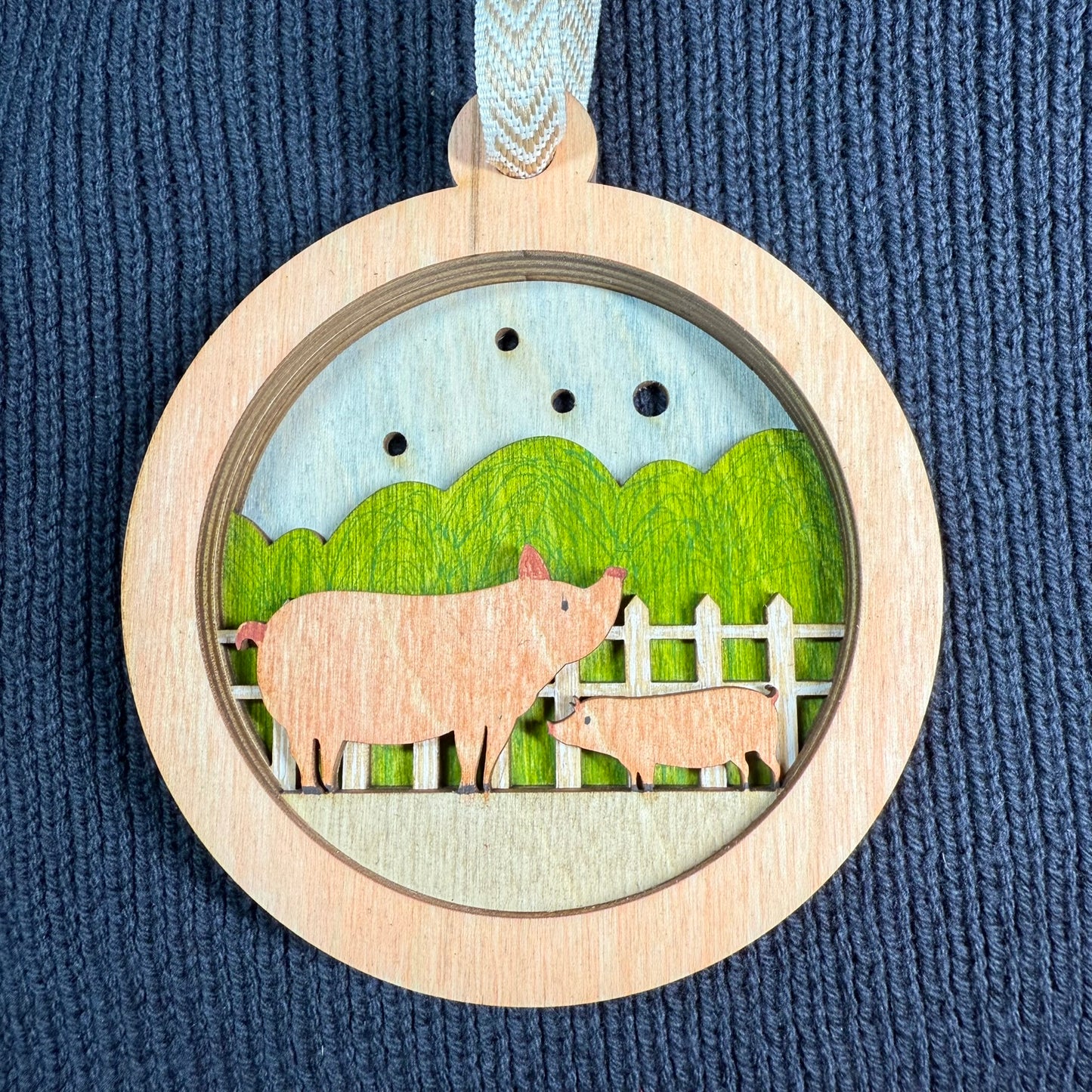 Pig Layered Wood Ornament
