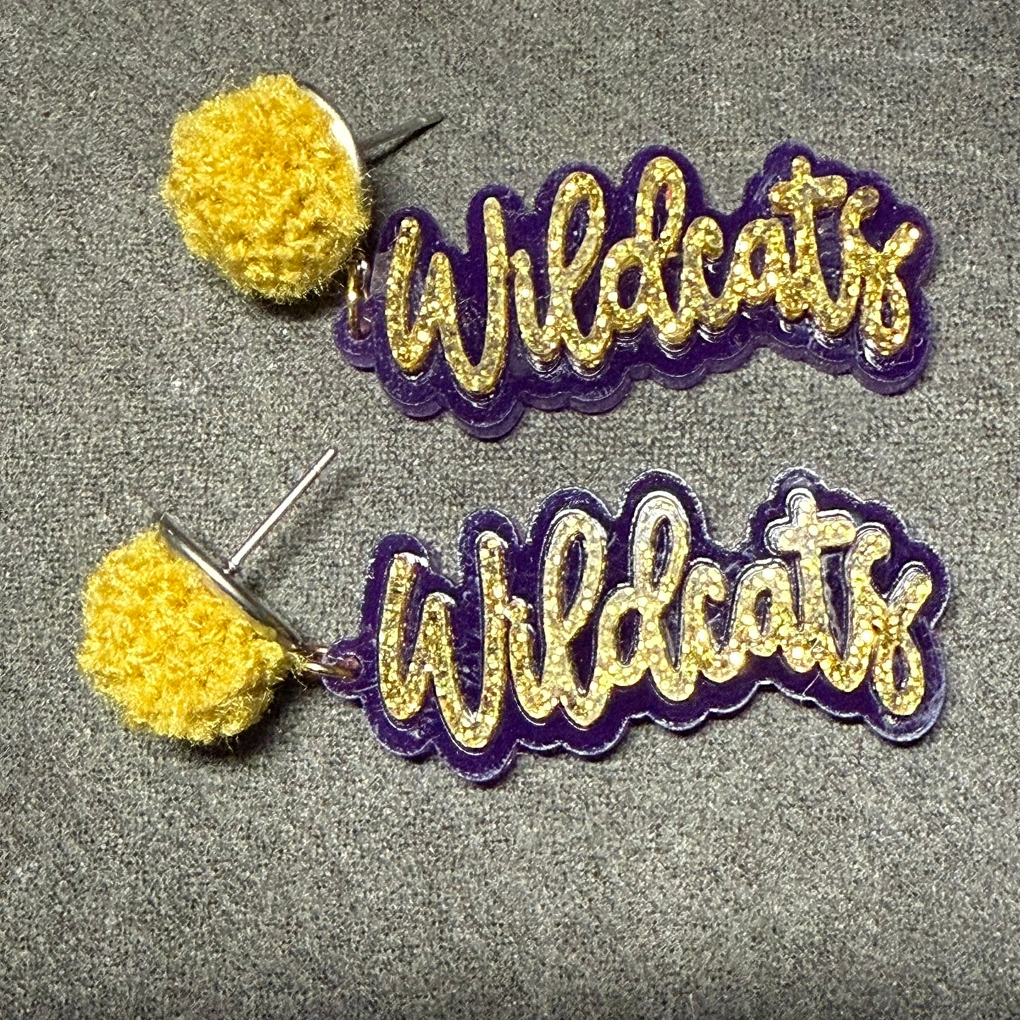 Wildcats Pom Stud Dangle Earrings