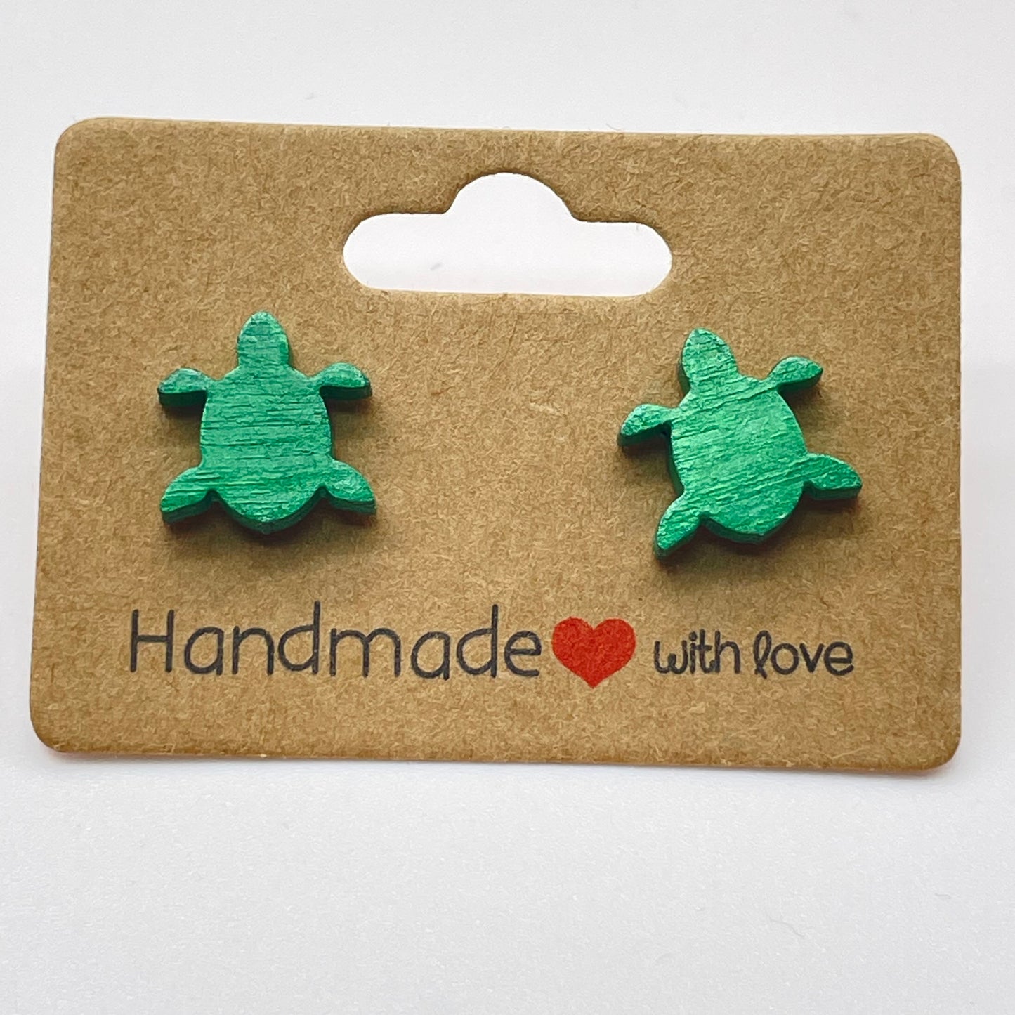 Plain Green Turtle Stud Earrings