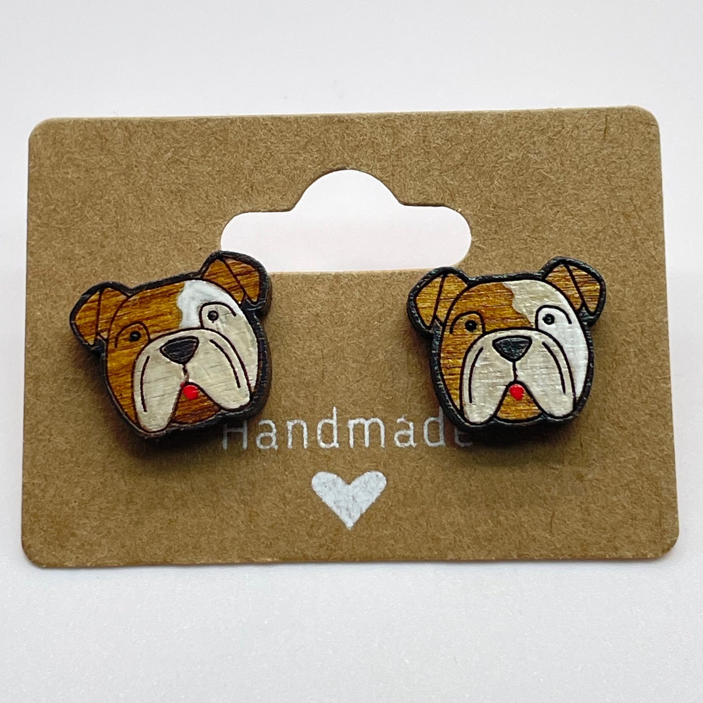 Bulldog Dog Head Stud Earrings