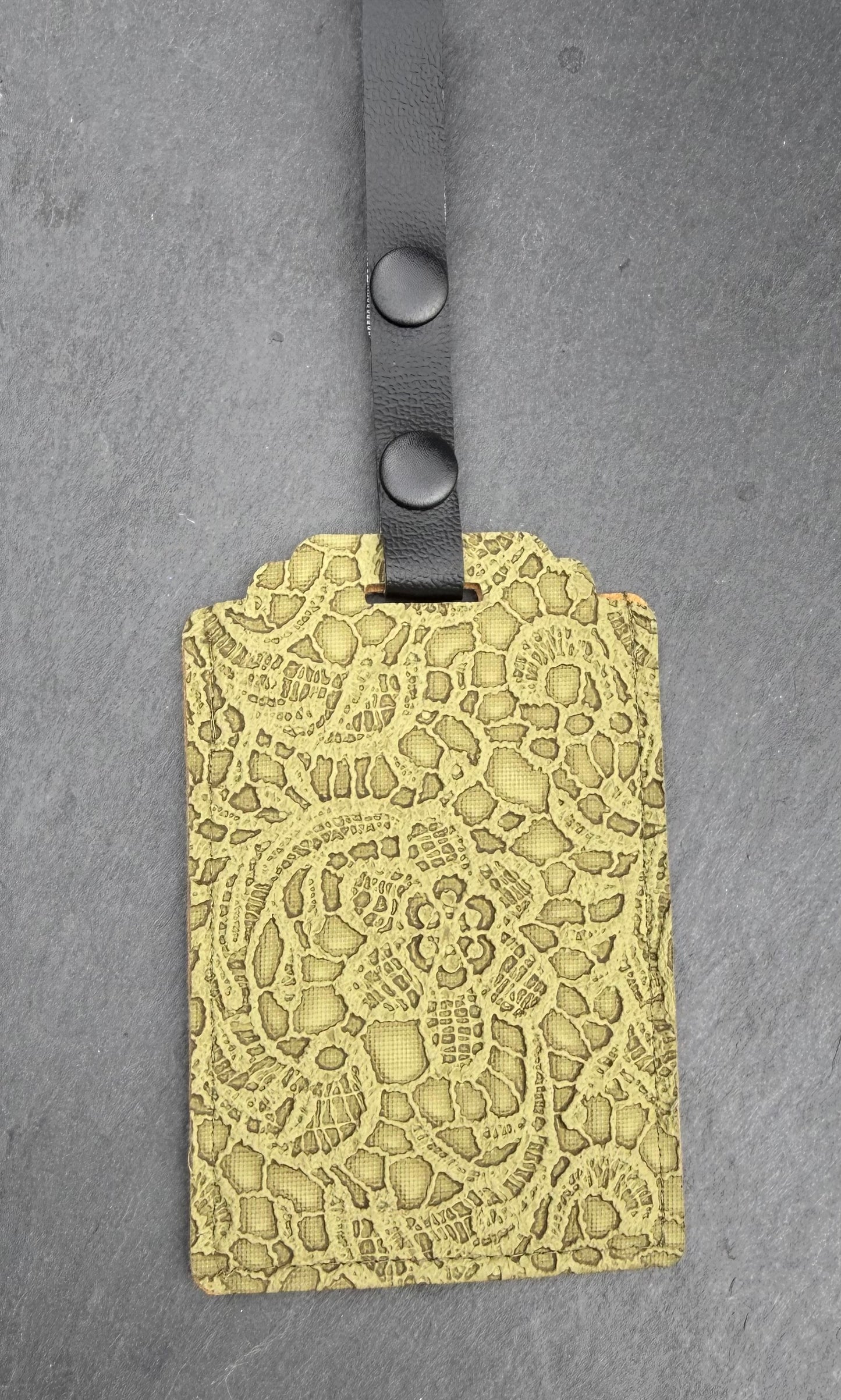 Olive Embossed Luggage Tag