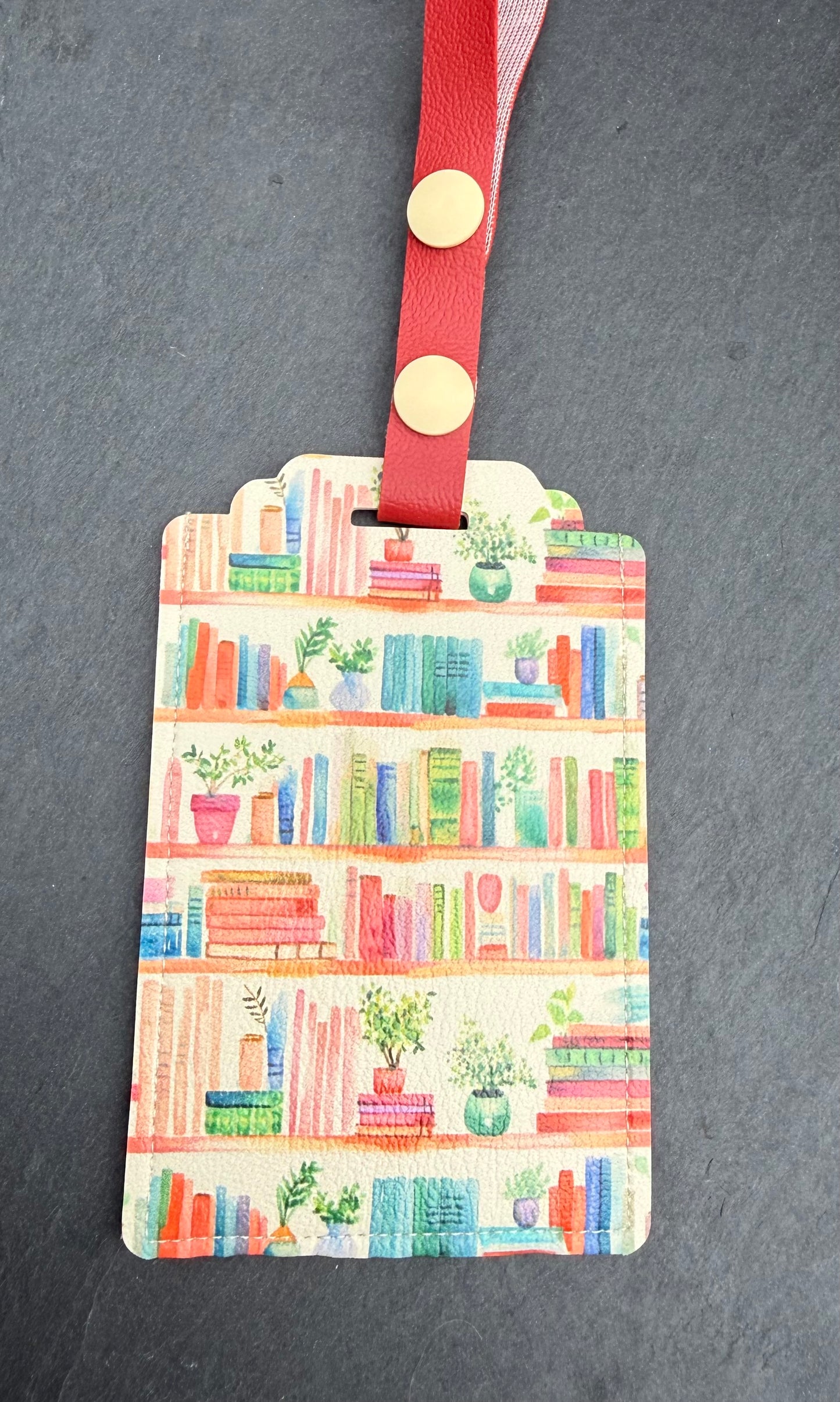 Peach Bookshelf & Plants Luggage Tag