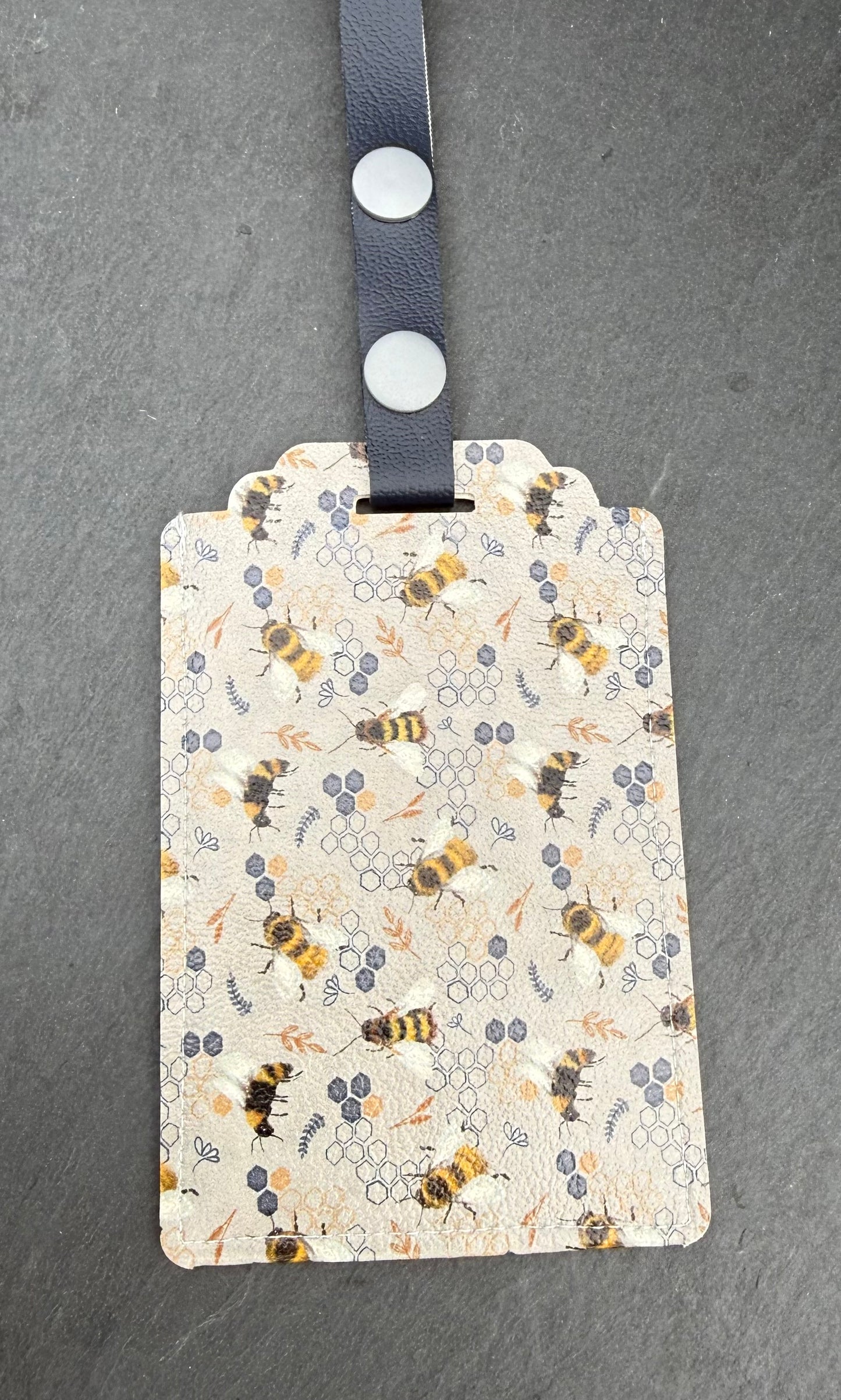 Bees on Gray Luggage Tag