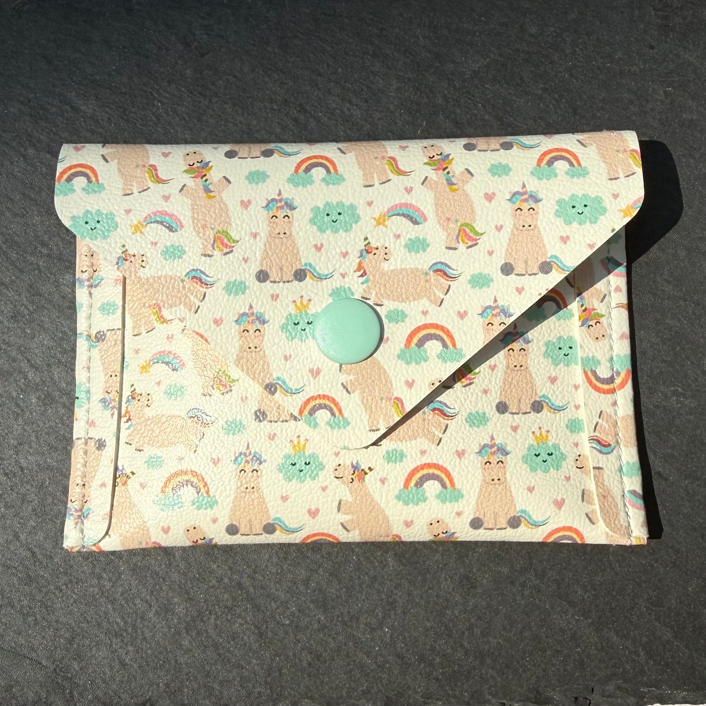Pastel Unicorns on White Card Wallet