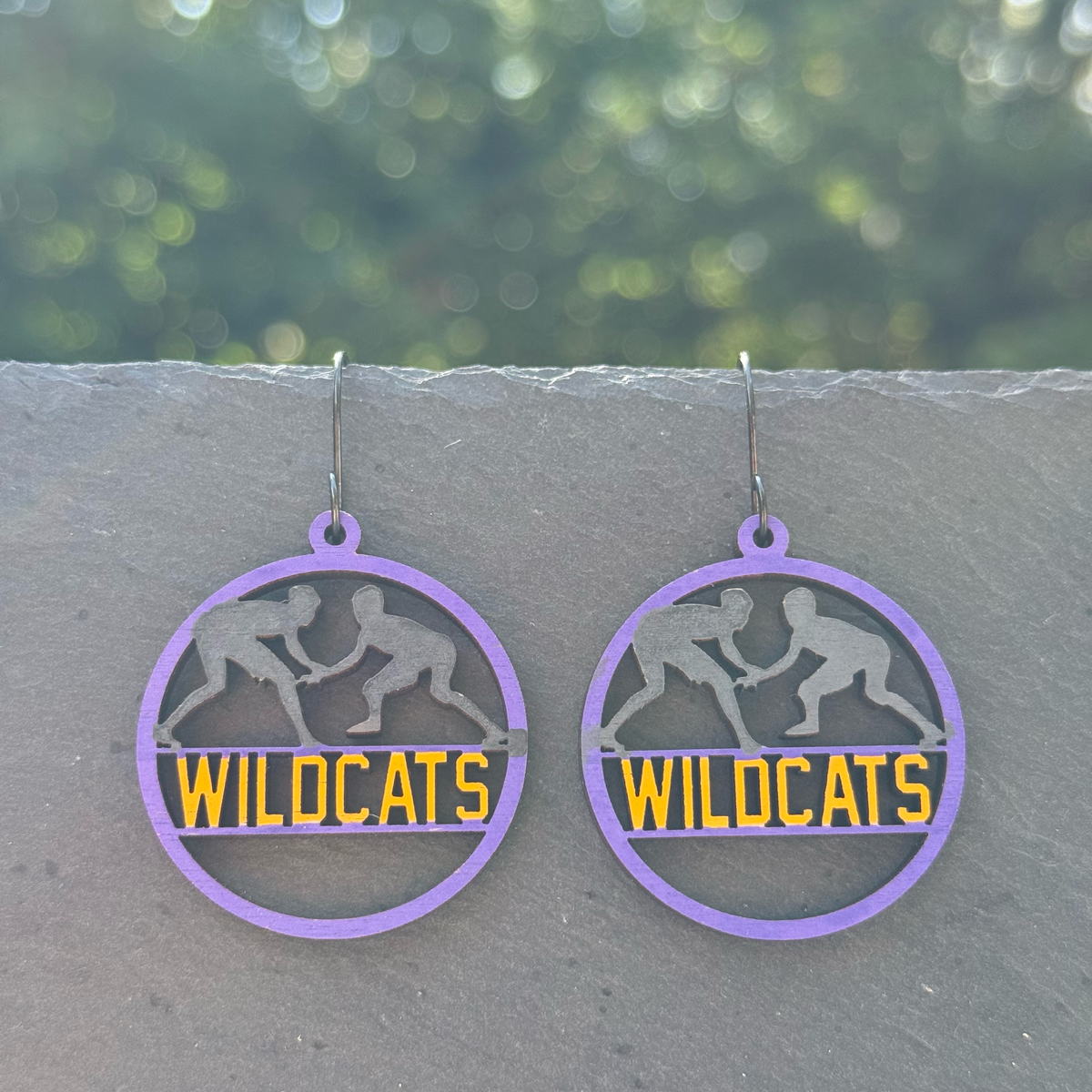 Wildcats Wrestling Drop Dangle Earrings