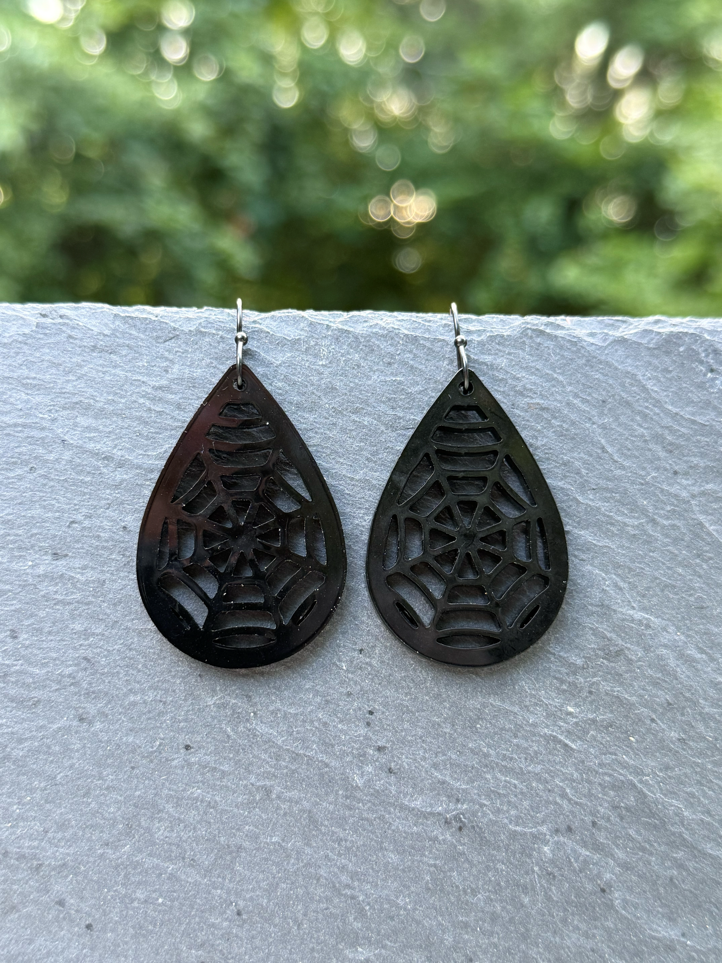 Spider Web Teardrop Acrylic Drop Dangle Earrings