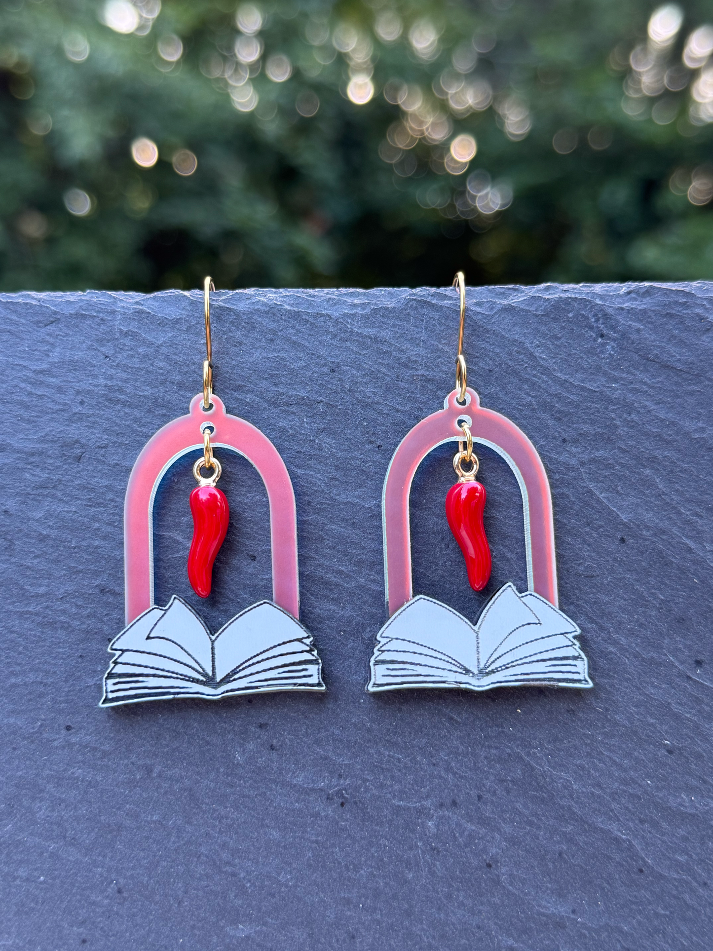 Spicy Book Arch Acrylic Drop Dangle Earrings